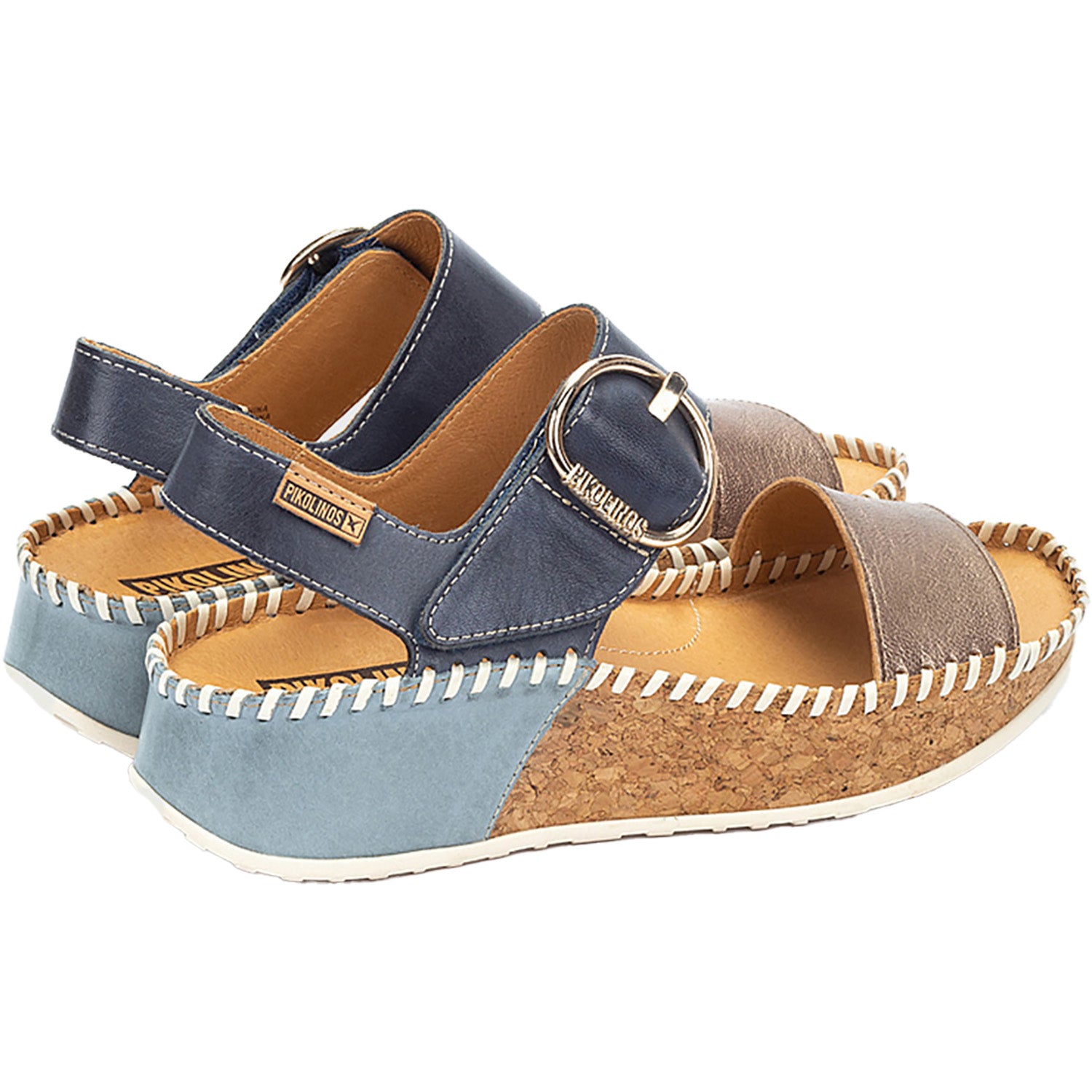 Womens Pikolinos Pikolinos Marina W1C-0709CLC1 Women's Sandals Stone/Blue Stone/Blue