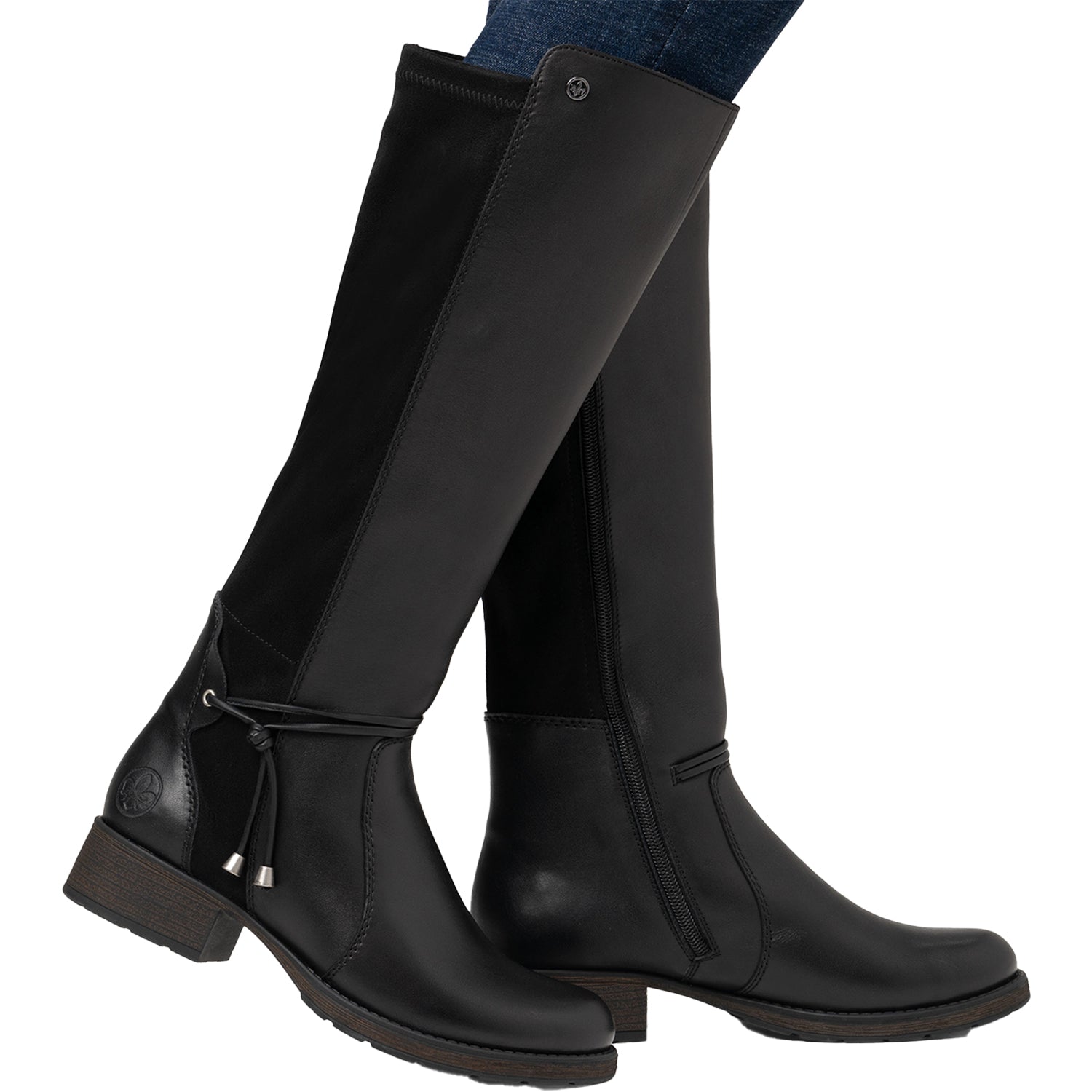 Womens Rieker Rieker Z9564-00 Women's Tall Boots Schwarz/Schwarz/Schwarz Leather Schwarz/Schwarz/Schwarz Leather