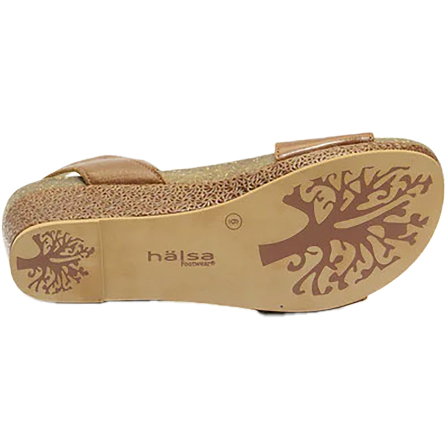 Womens Halsa Women's Halsa Giselle Cognac Leather with Embossed Wedge Cognac Leather