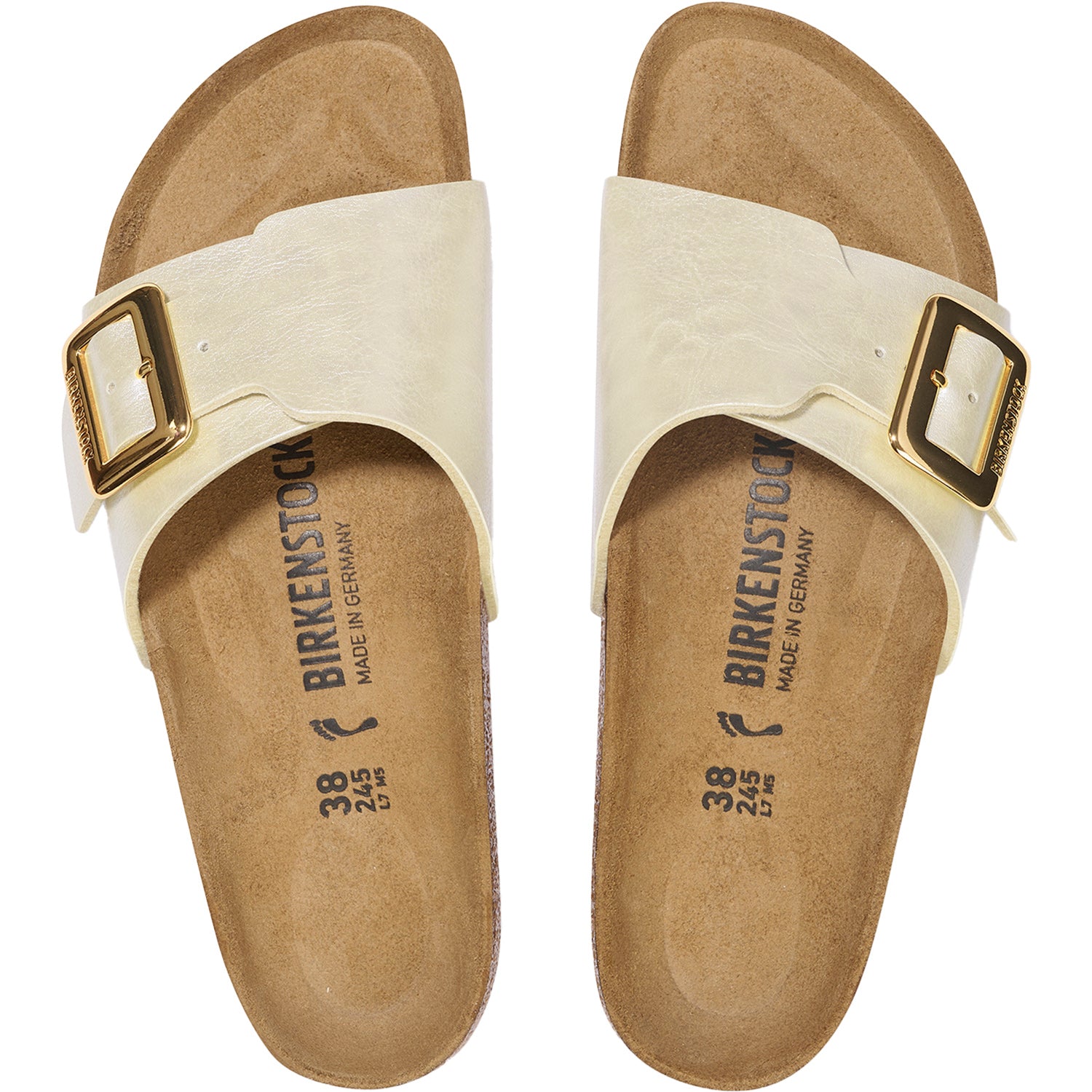 Womens Birkenstock Birkenstock Catalina Luxe Buckle Birko-Flor Women's Sandals Graceful Pearl White Graceful Pearl White