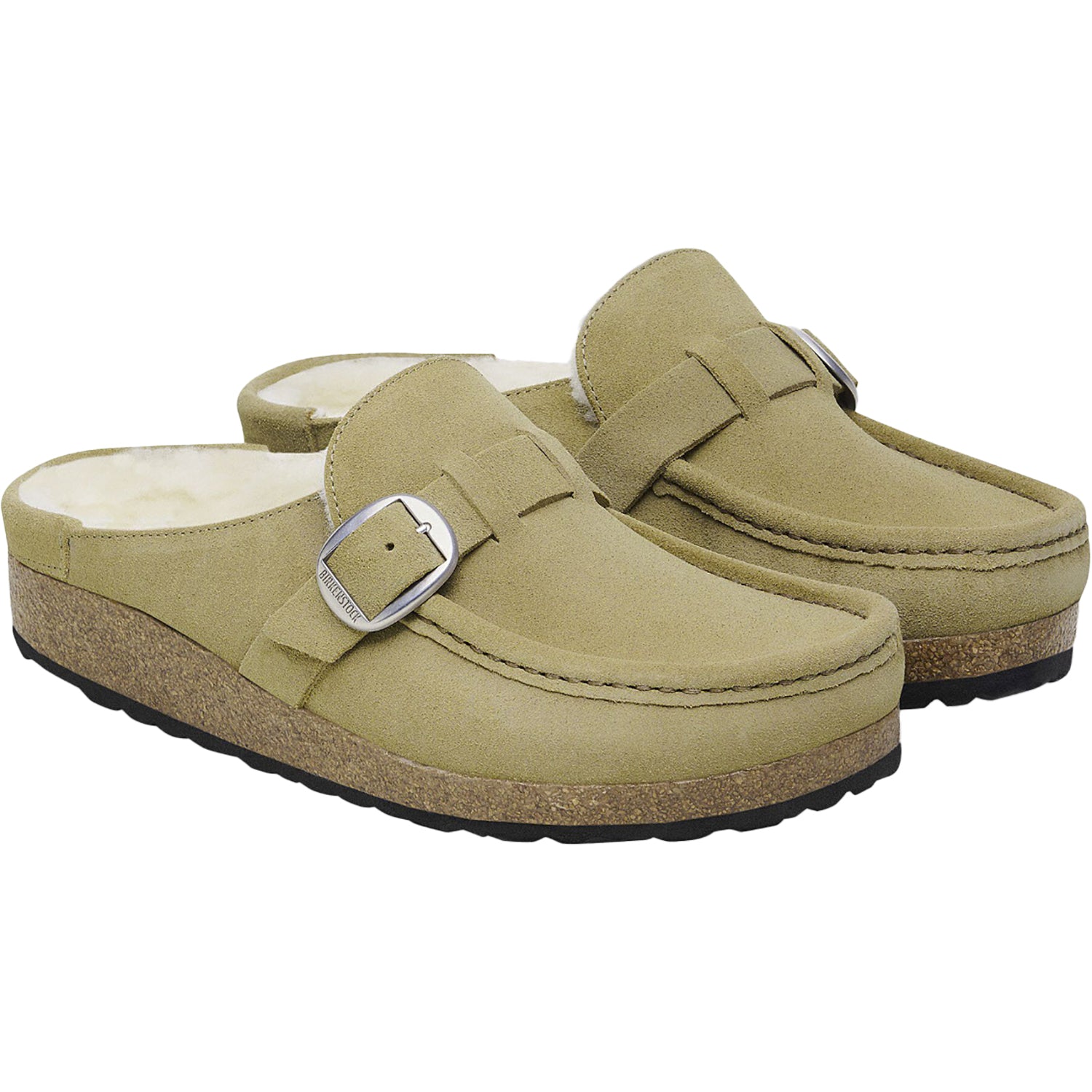 Womens Birkenstock Birkenstock Buckley Shearling Women's Clogs Slippers Taupe Suede Taupe Suede