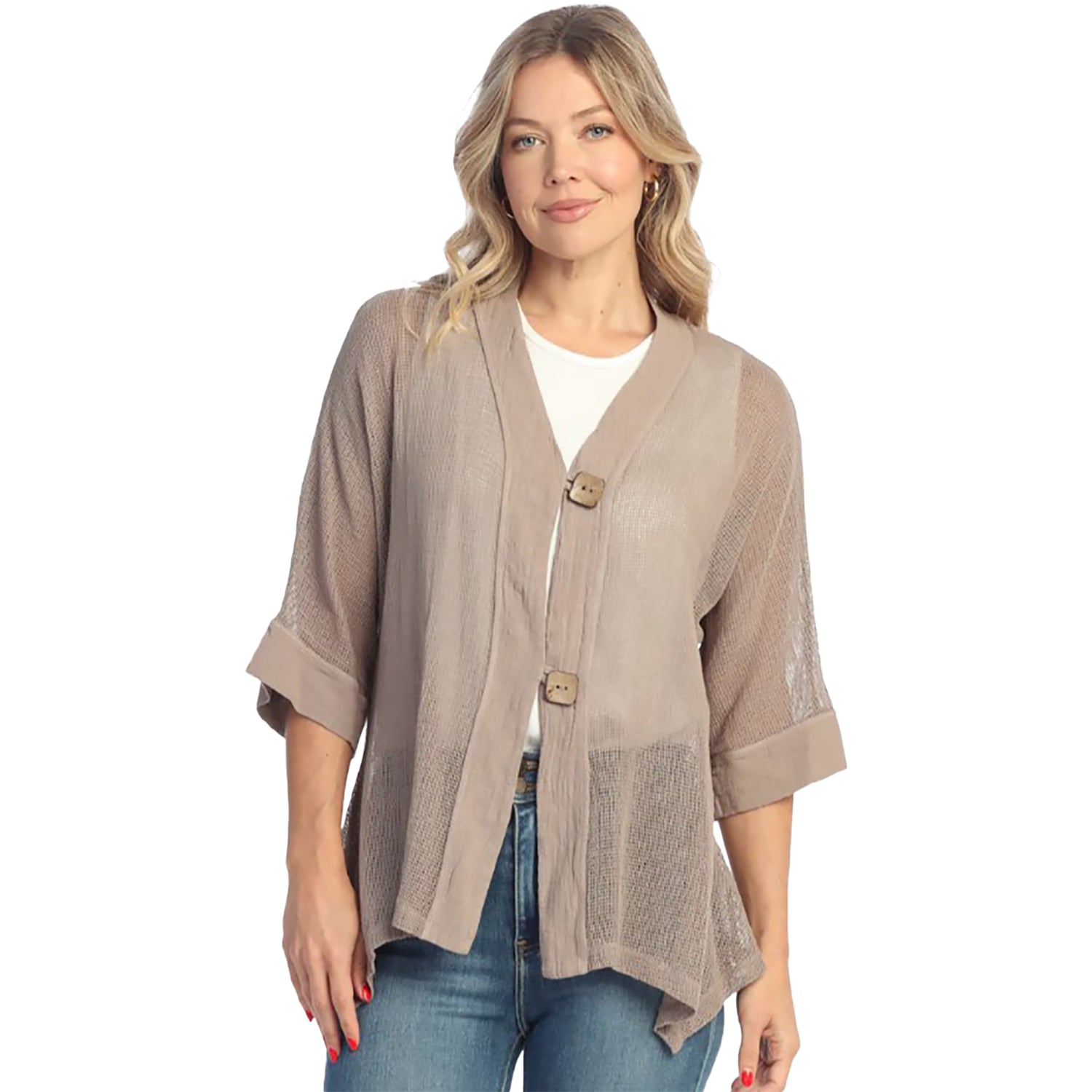 Womens Jess & jane Jess & Jane Mineral Wash Cardigan Women's Top Jet Slate Jet Slate