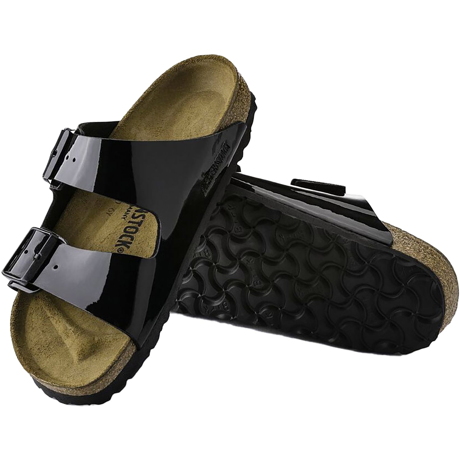 Womens Birkenstock Women's Birkenstock Arizona Black Patent Birko-Flor Black Patent Birko-Flor