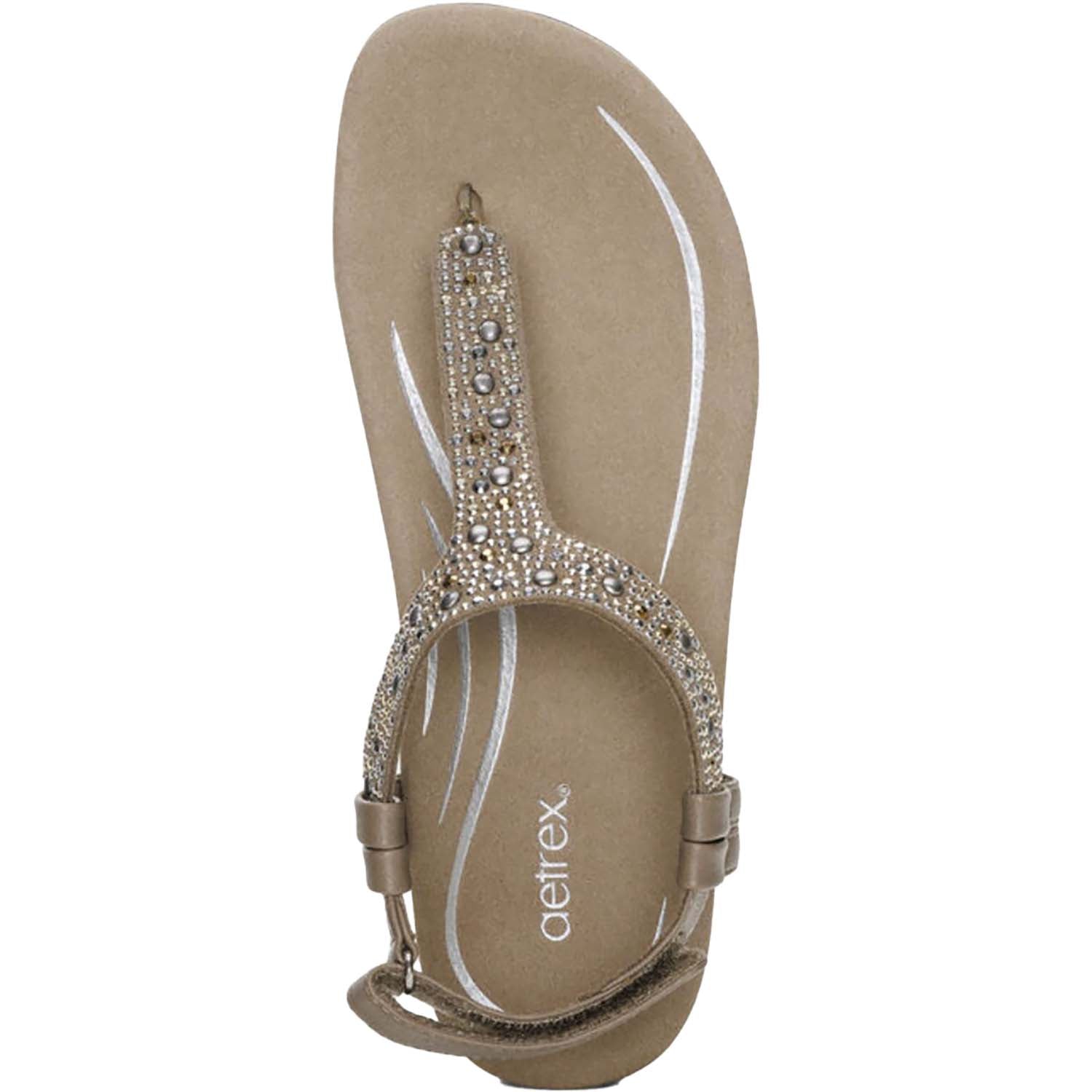 Womens Aetrex Women's Aetrex Marni Taupe With Embellishments Synthetic Taupe With Embellishments Synthetic