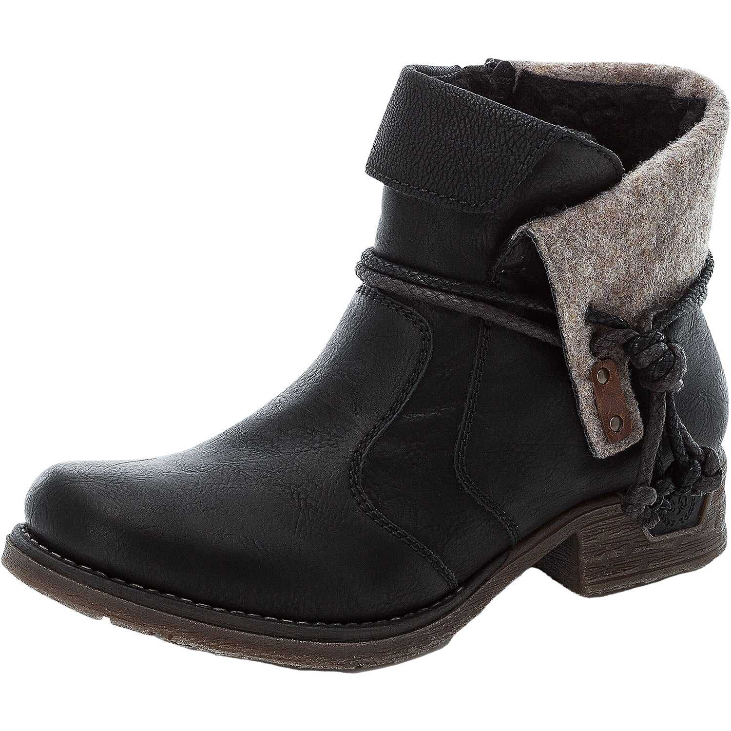 Womens Rieker Rieker 79693-00 Women's Boots Schwarz/Schwarz/Wood Synthetic Schwarz/Schwarz/Wood Synthetic