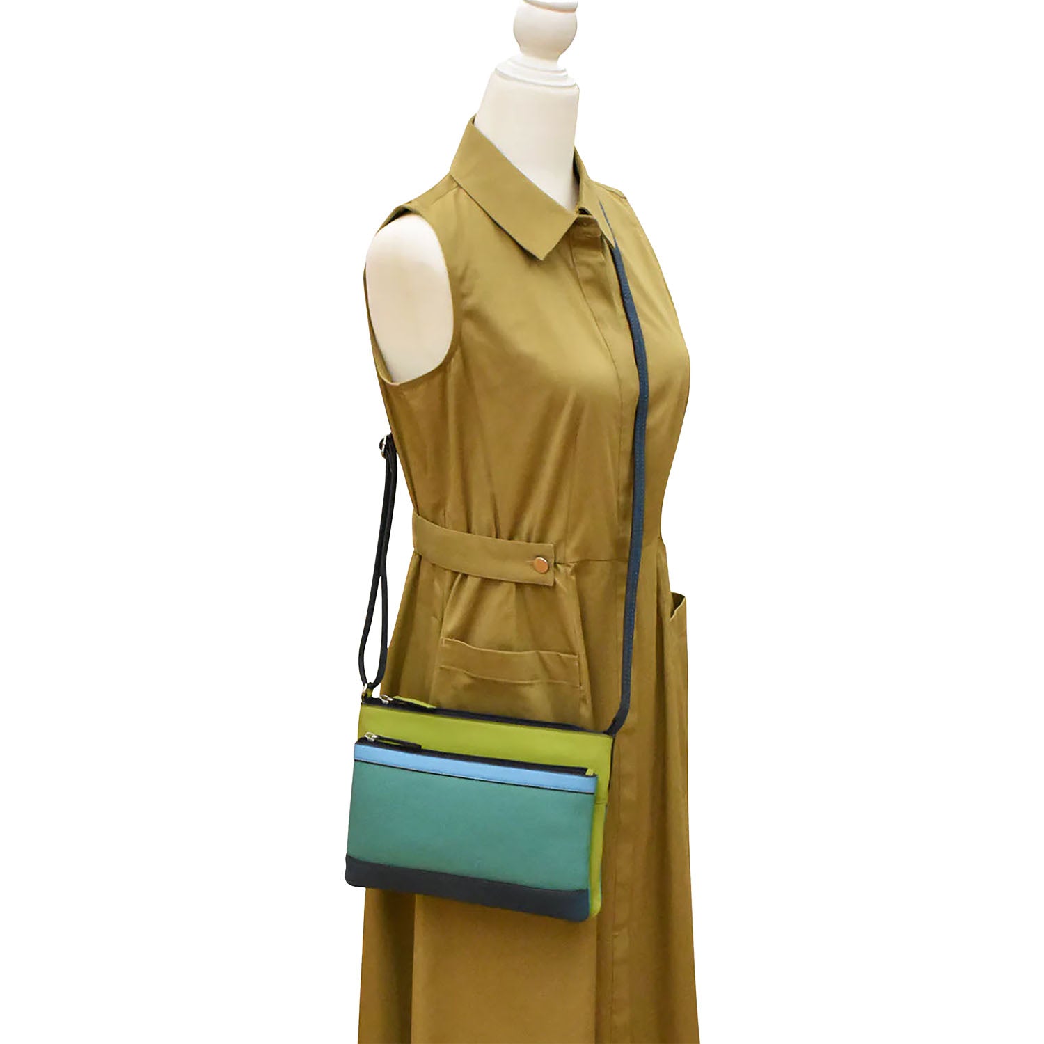 Womens Ili new york ili New York Double Zip Crossbody Serenity Multi Leather Serenity Multi Leather