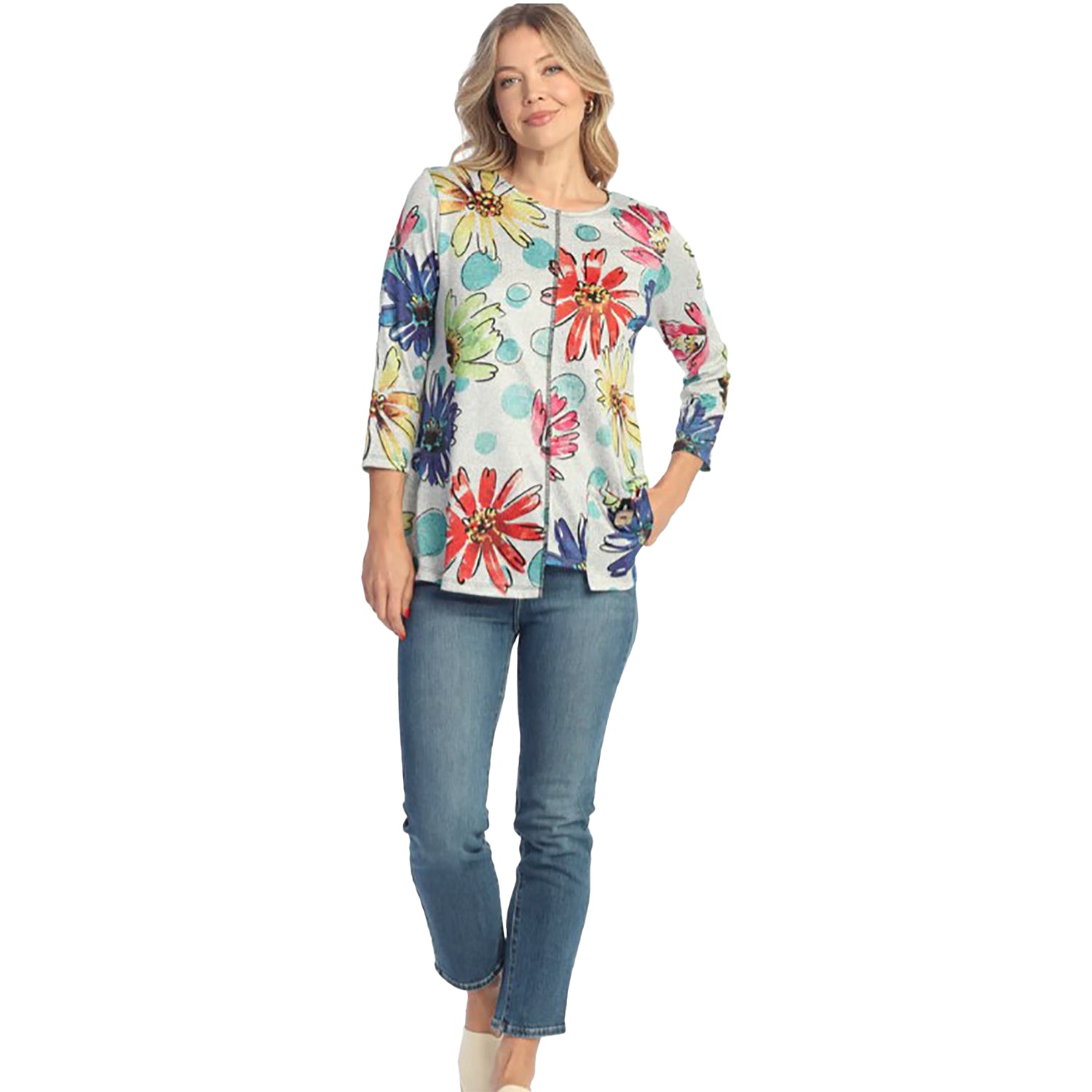Womens Jess & jane Jess & Jane Yummy 3/4 Slv Crew Women's Long Sleeve Top Arabella Arabella