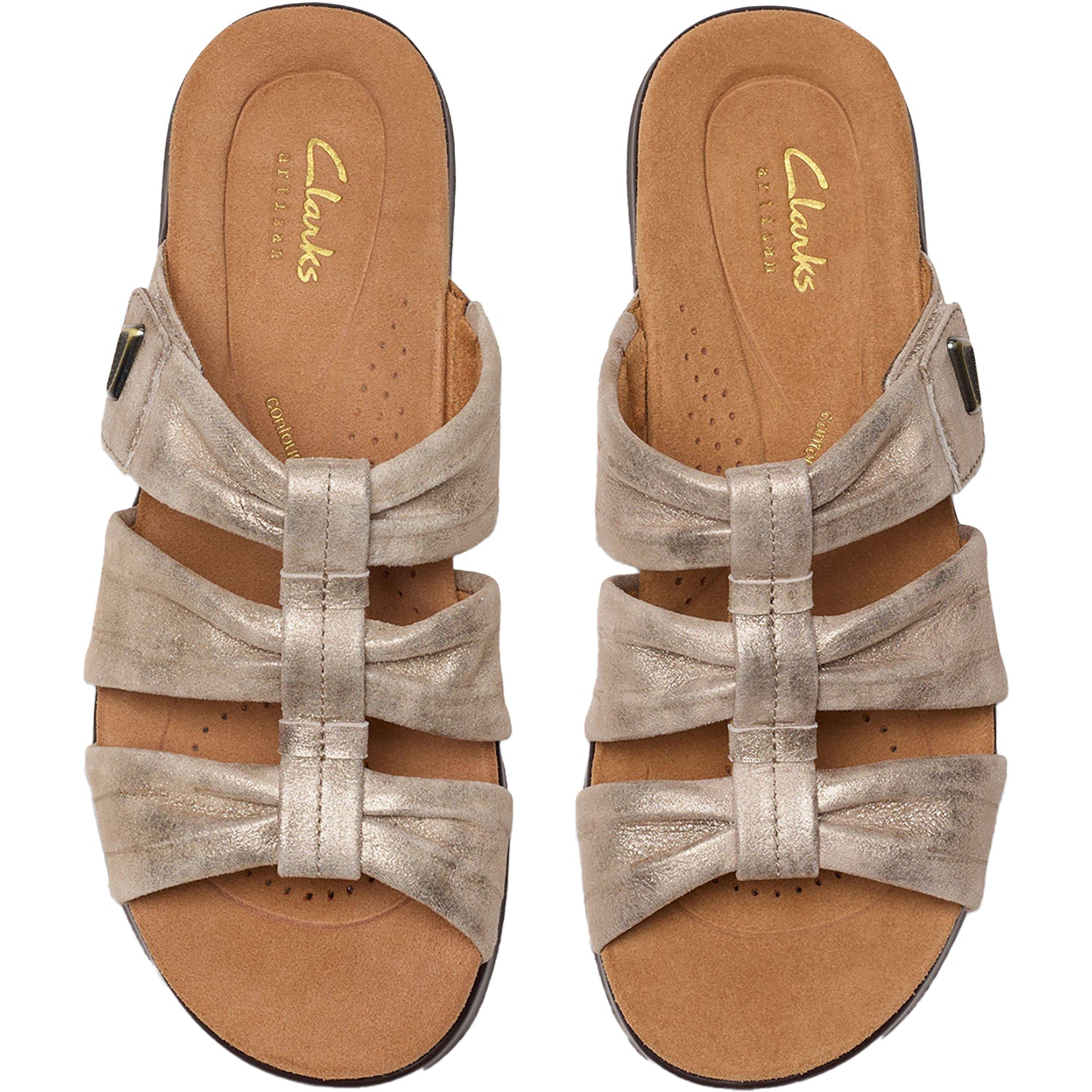 Womens Clarks Women's Clarks Kitly Slide Metallic Leather Metallic Leather