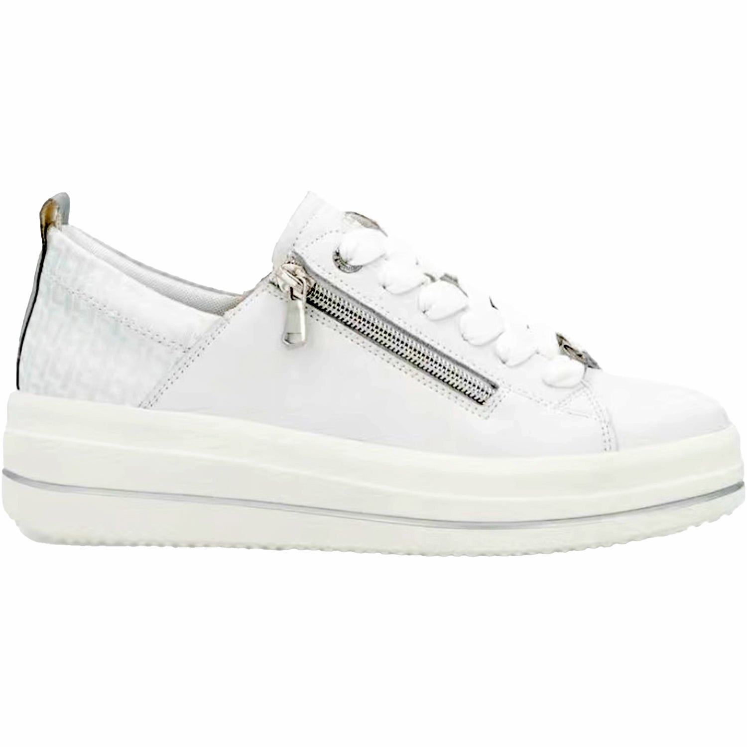 Womens Remonte D1C08-80 Remonte DC108-80 Women's Athletic Shoes White/Silver Leather White/Silver Leather