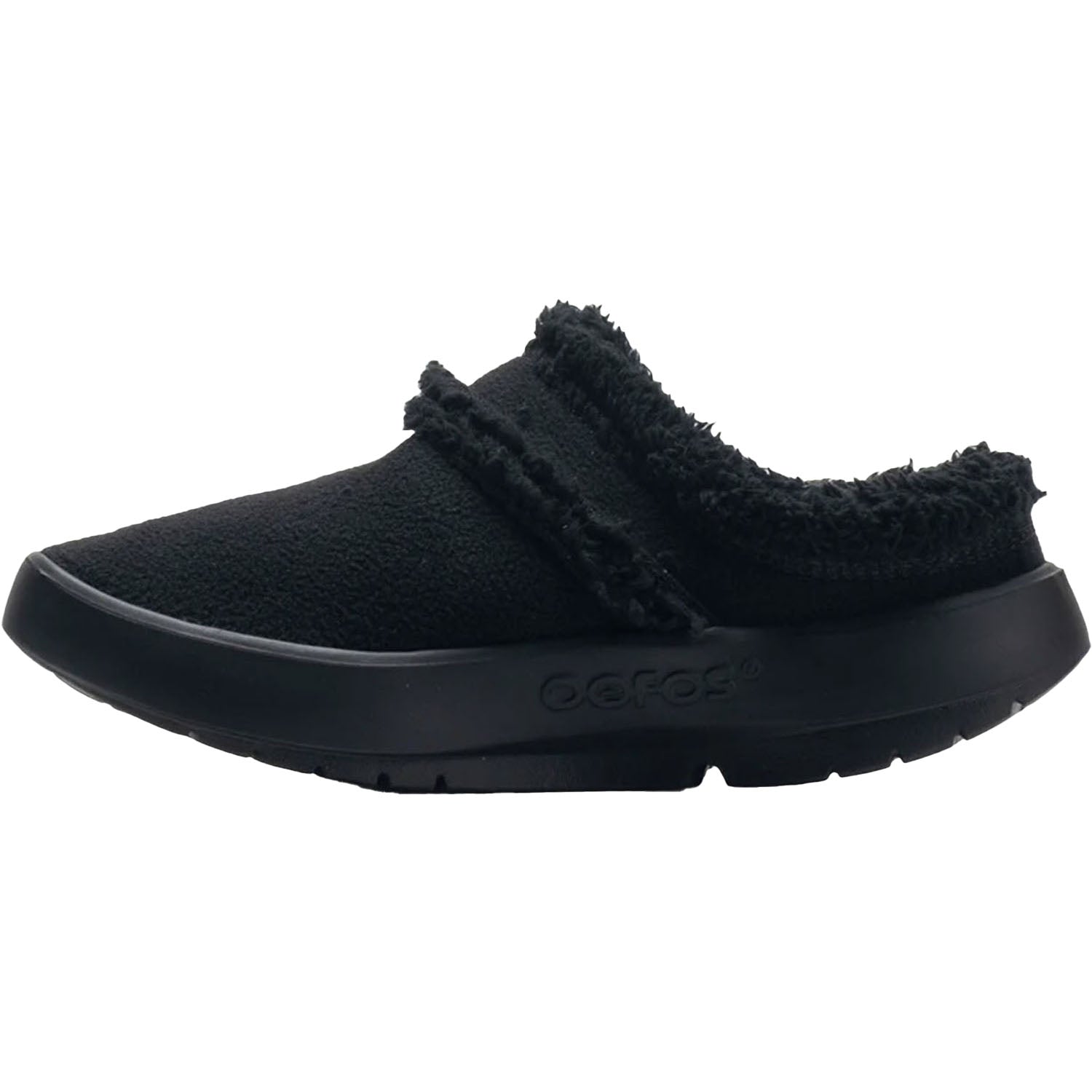 Womens Oofos OOFOS OOcoozie Mule Women's Slippers Black Vegan Sherpa Black Vegan Sherpa