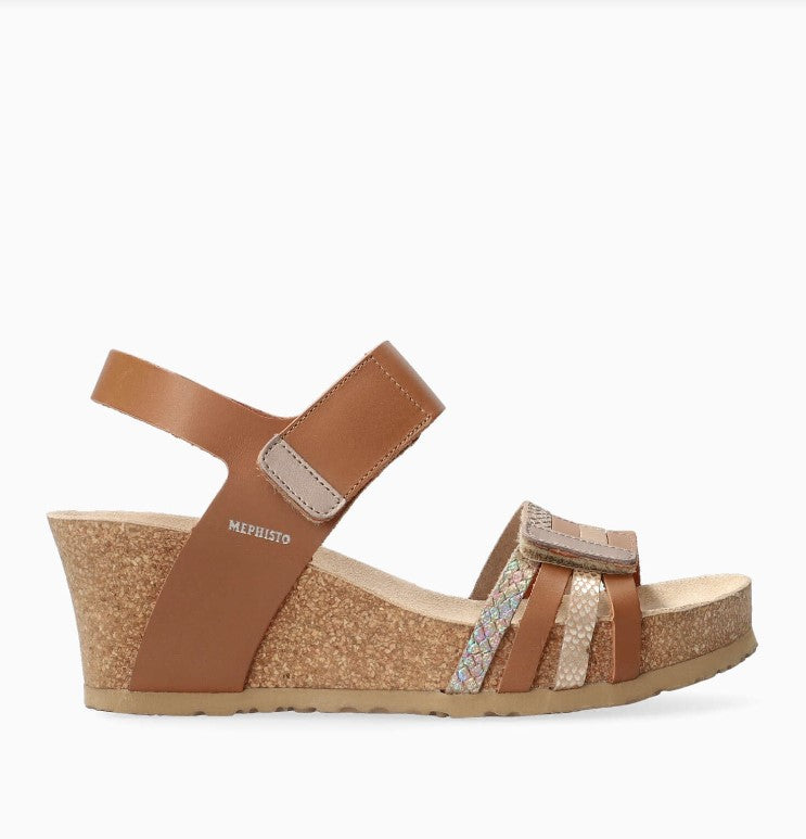 Mephisto Lucia Women's Wedge Sandals Camel – Footwear etc.