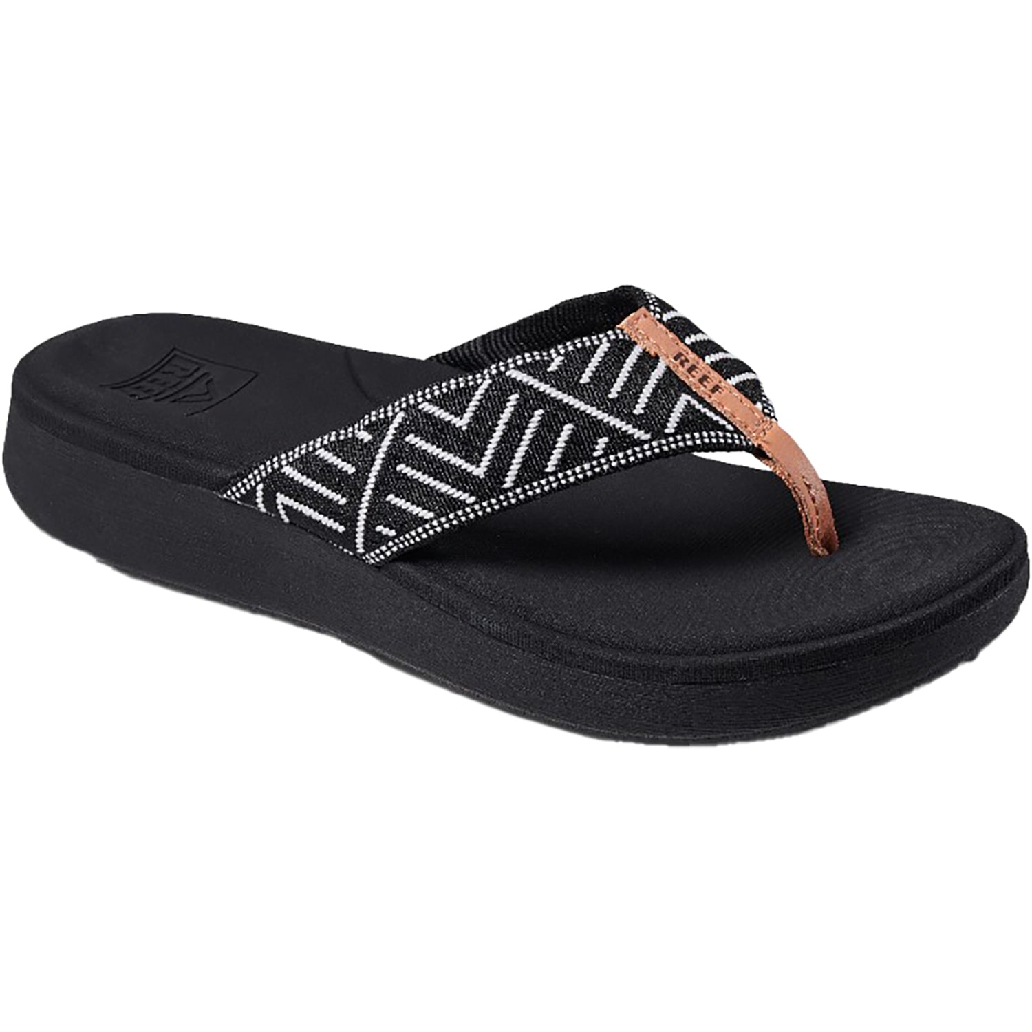 Womens Reef Reef Cushion Cloud TX Women's Thong Sandals Black Geo Synthetic Black Geo Synthetic