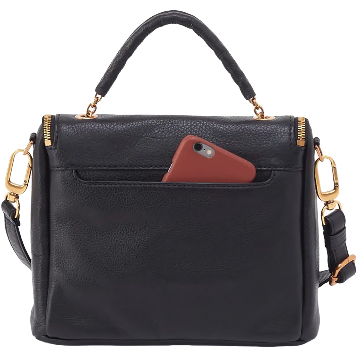 Womens Hobo Hobo International Fern Top Handle Satchel Pebbled Handbag Black Black