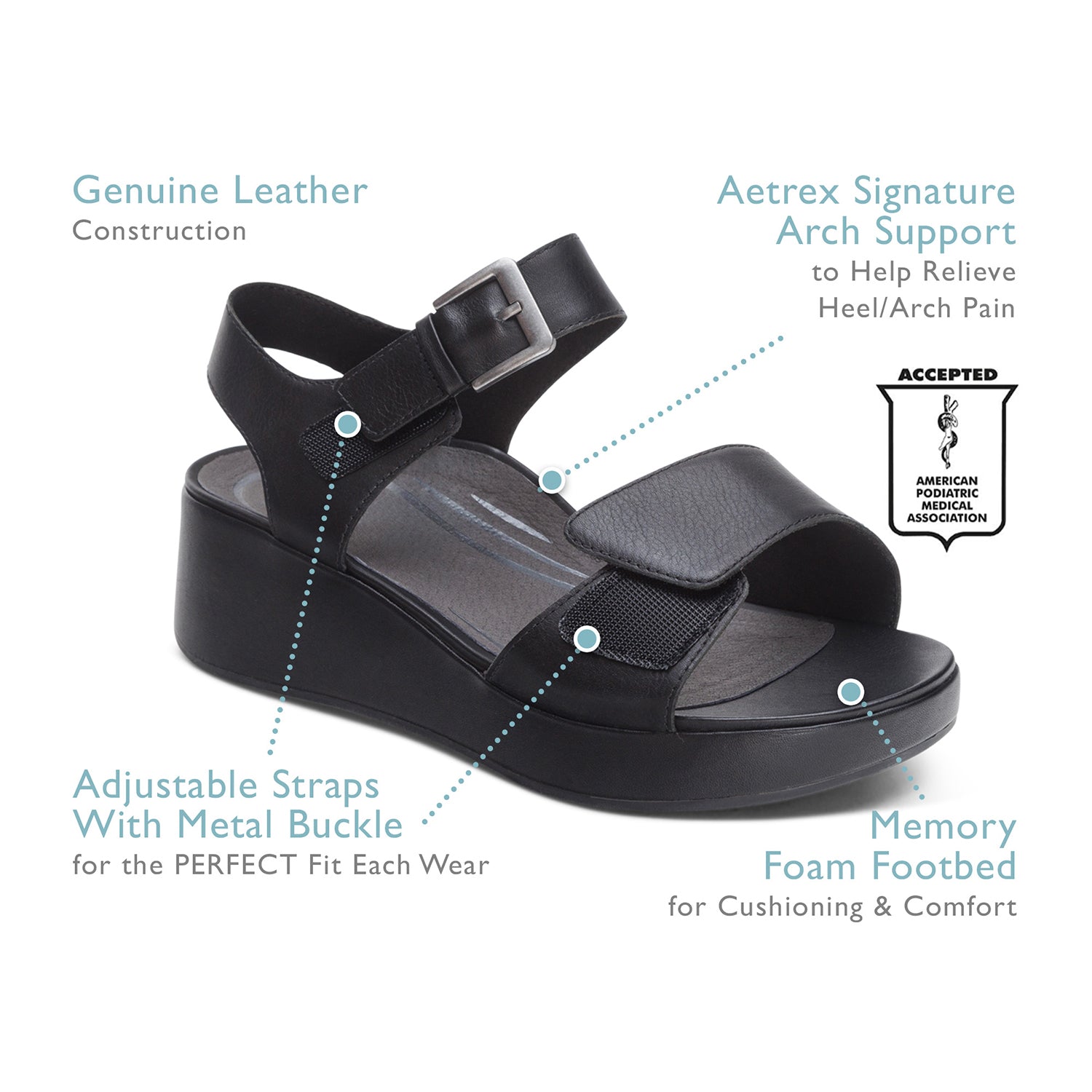 アリエル Ariel Adjustable Quarter Strap Wedge — COMFORTWIZ