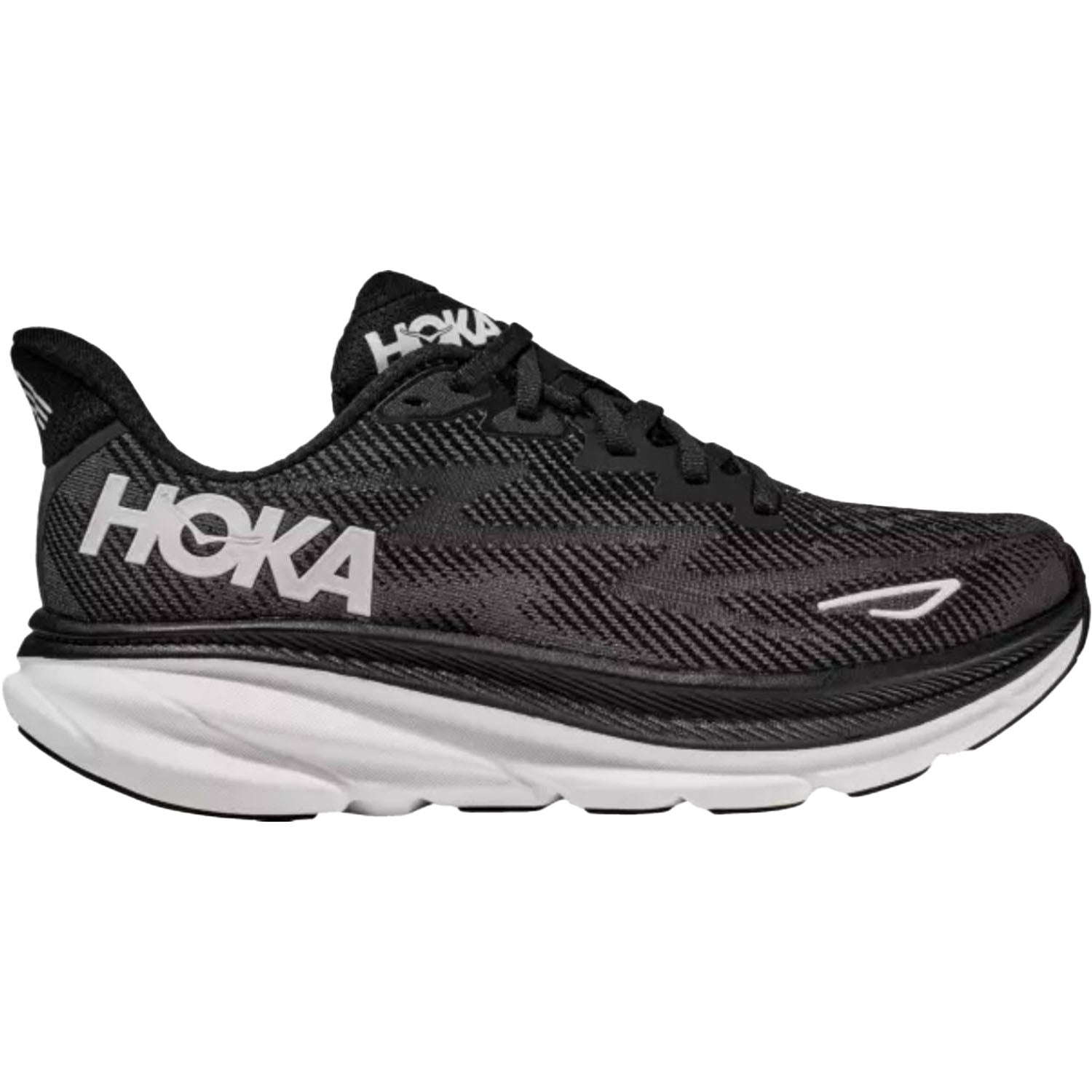 Womens Hoka one one Hoka Clifton 9 Women's Road Running Shoes Black/White Mesh (Neutral Support) Black/White Mesh