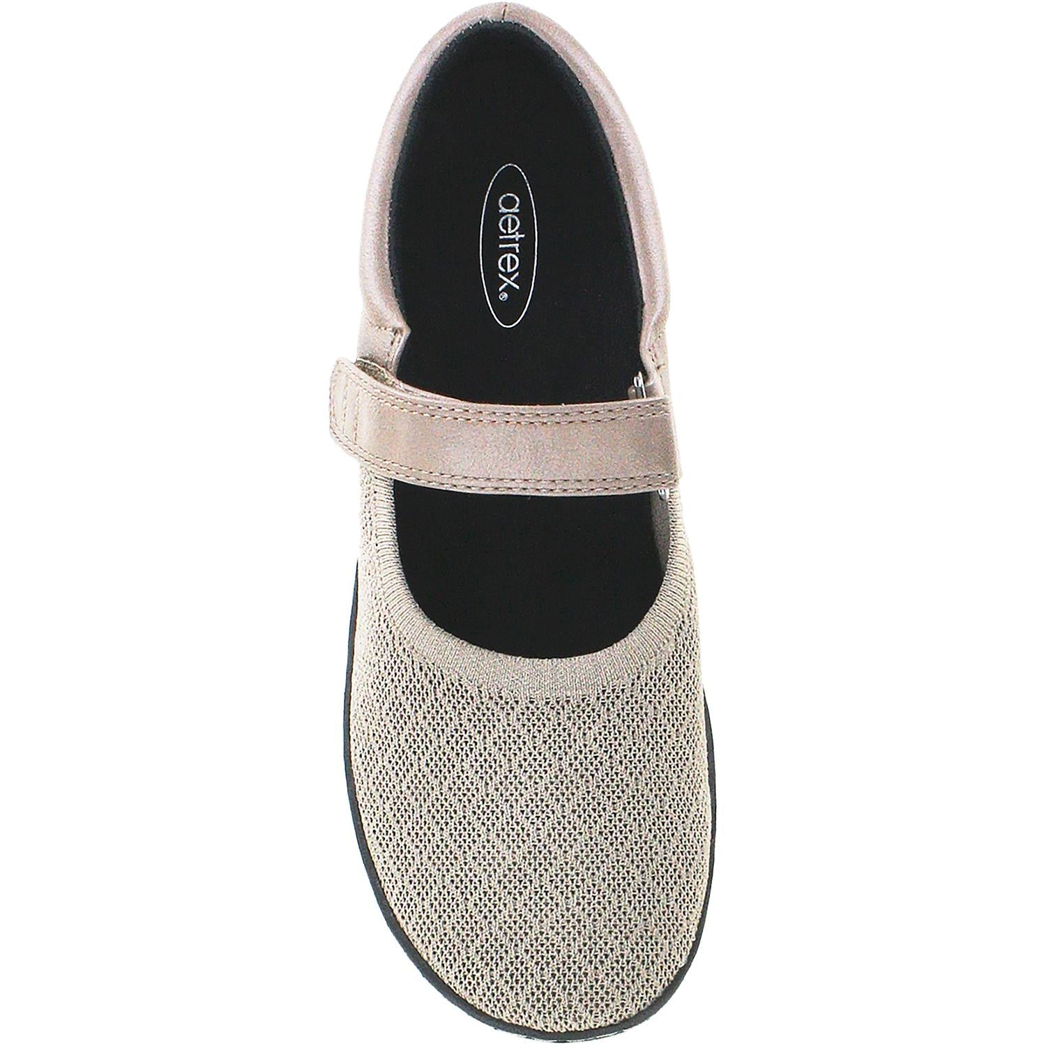 Womens Aetrex Aetrex Helen Knit Women's Mary Janes Taupe Grey Fabric Taupe Grey Fabric