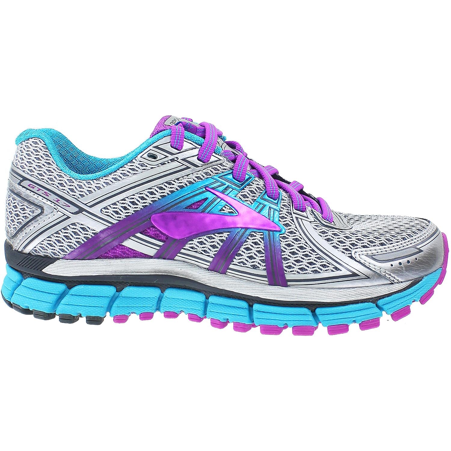 Womens Brooks Brooks Adrenaline GTS 17 Women's Running Shoes Silver/Purple Cactus Mesh (Stability Support) Silver/Purple Cactus Mesh