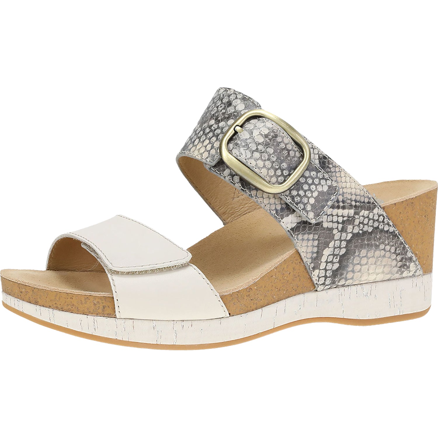 Womens Dansko Dansko Shannon Women's Wedge Sandals Snake/Ivory Leather Snake/Ivory Leather