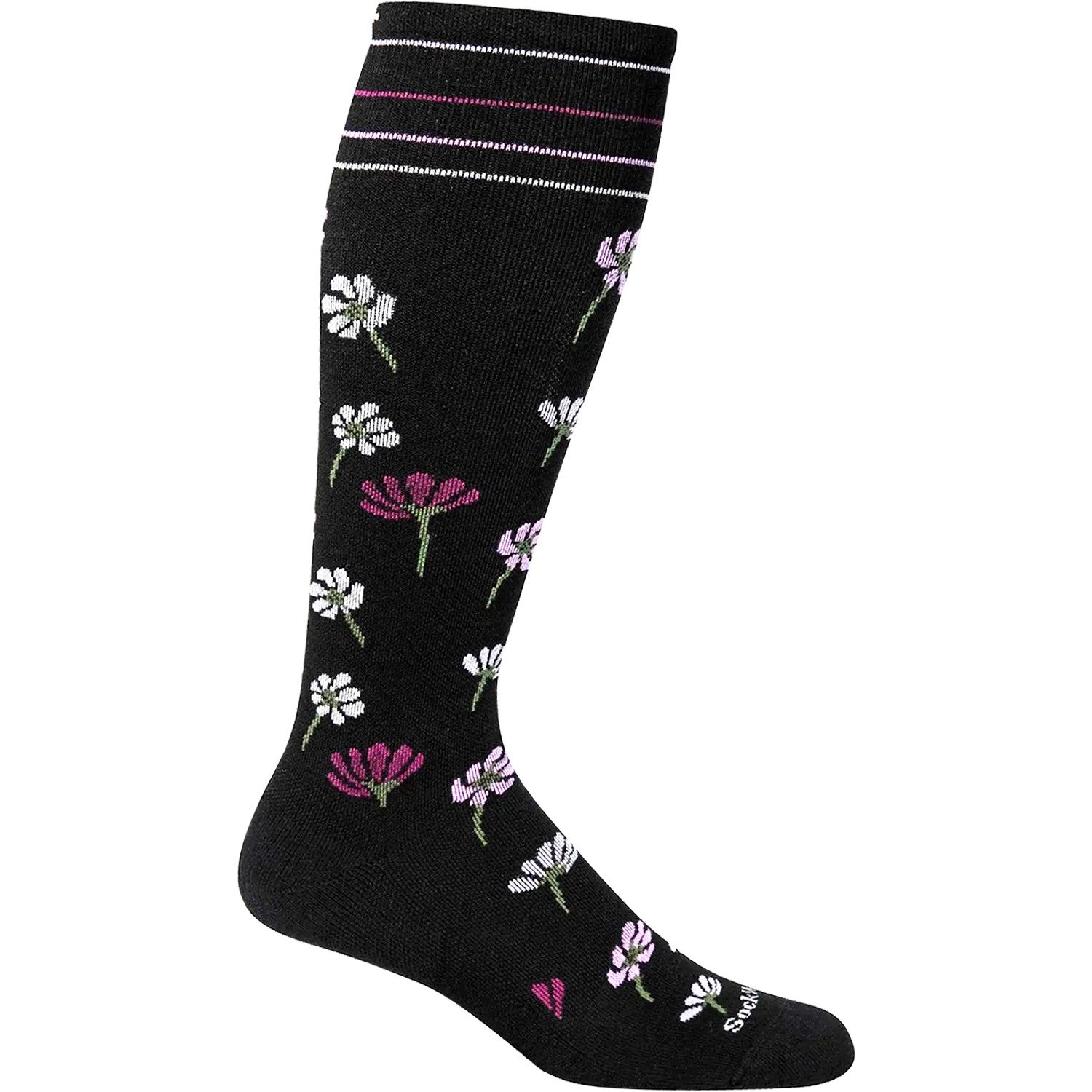 Womens Sockwell Sockwell Field Flower Knee High Socks 15-20 mmHg Women's Compression Socks Black Black