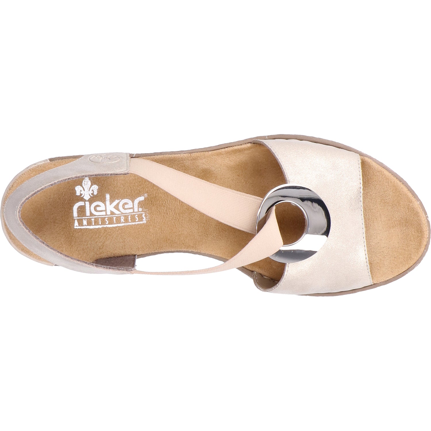 Womens Rieker Rieker 624H6-60 Fanni Women's Slingback Sandals Muschel/Cream Synthetic Muschel/Cream Synthetic
