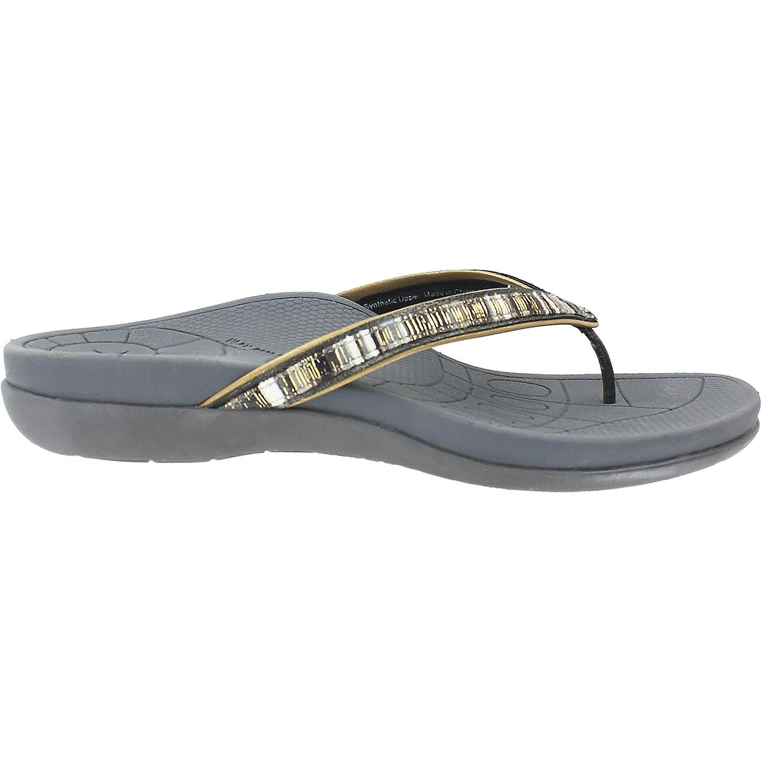 Womens Aetrex Aetrex Gwen Women's Flip Flopss Pewter Synthetic Pewter Synthetic