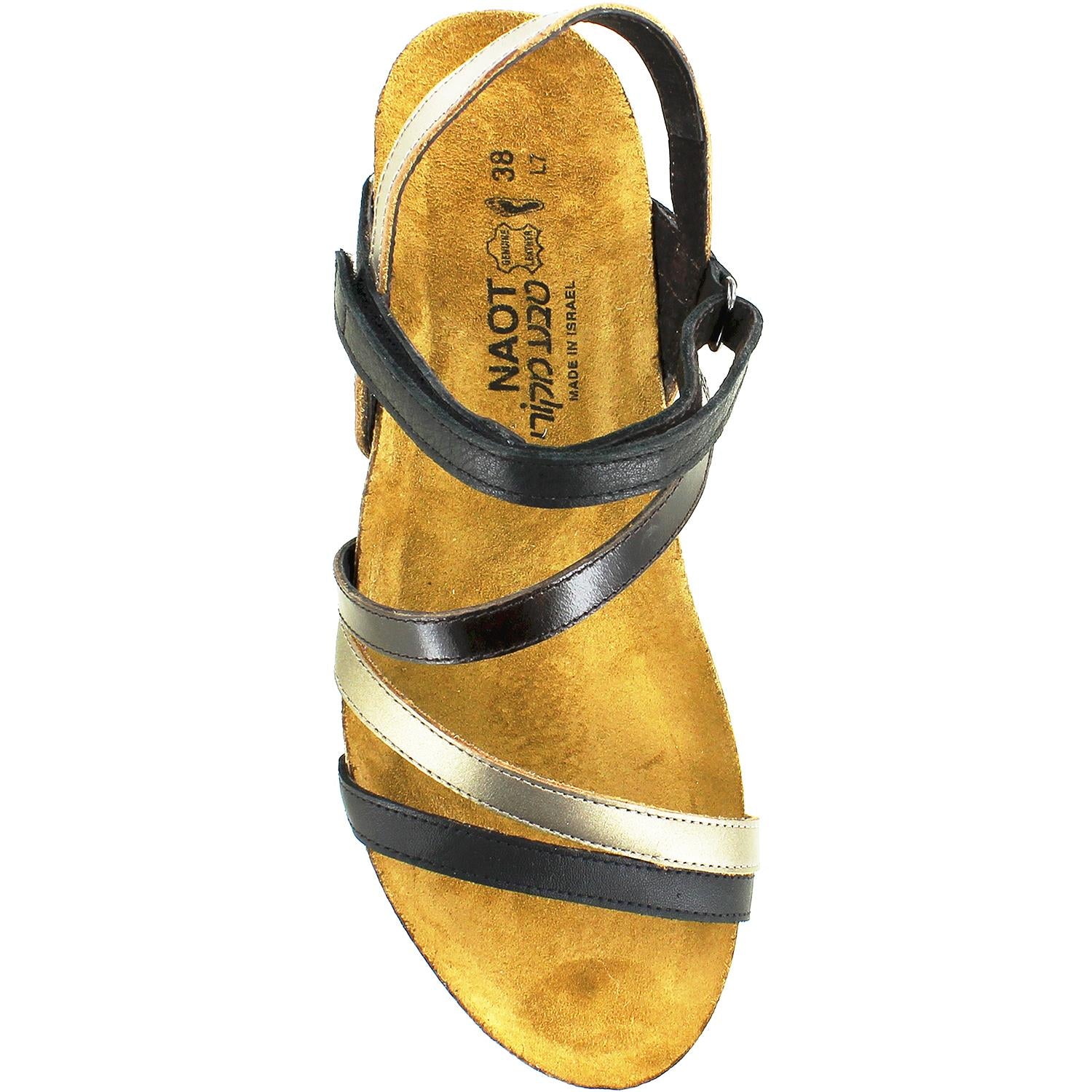 Womens Naot Naot Hero Women's Wedge Heel Sandals Black/Pewter/Walnut Leather Black/Pewter/Walnut Leather