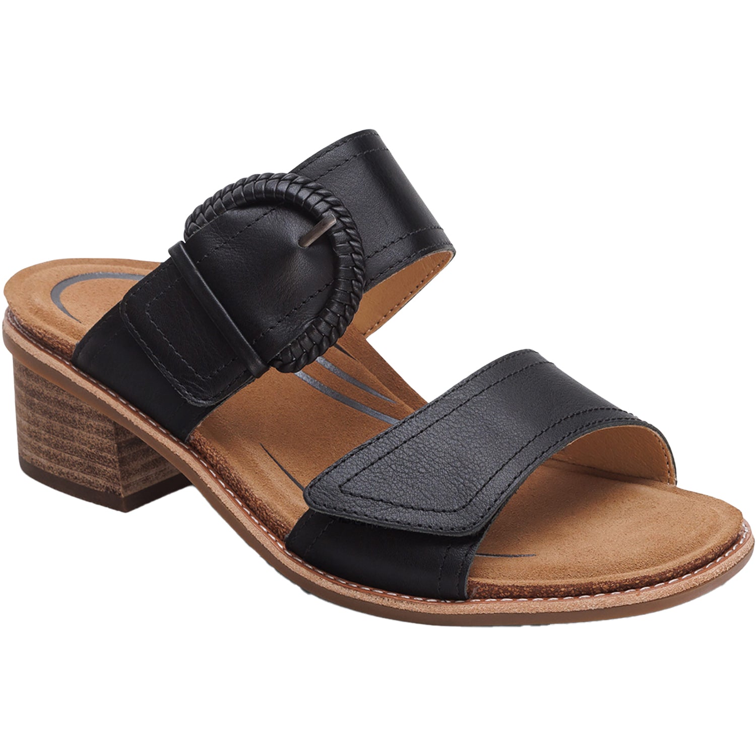 Womens Aetrex Aetrex Tatiana Women's Slide Sandals Black Leather Black Leather