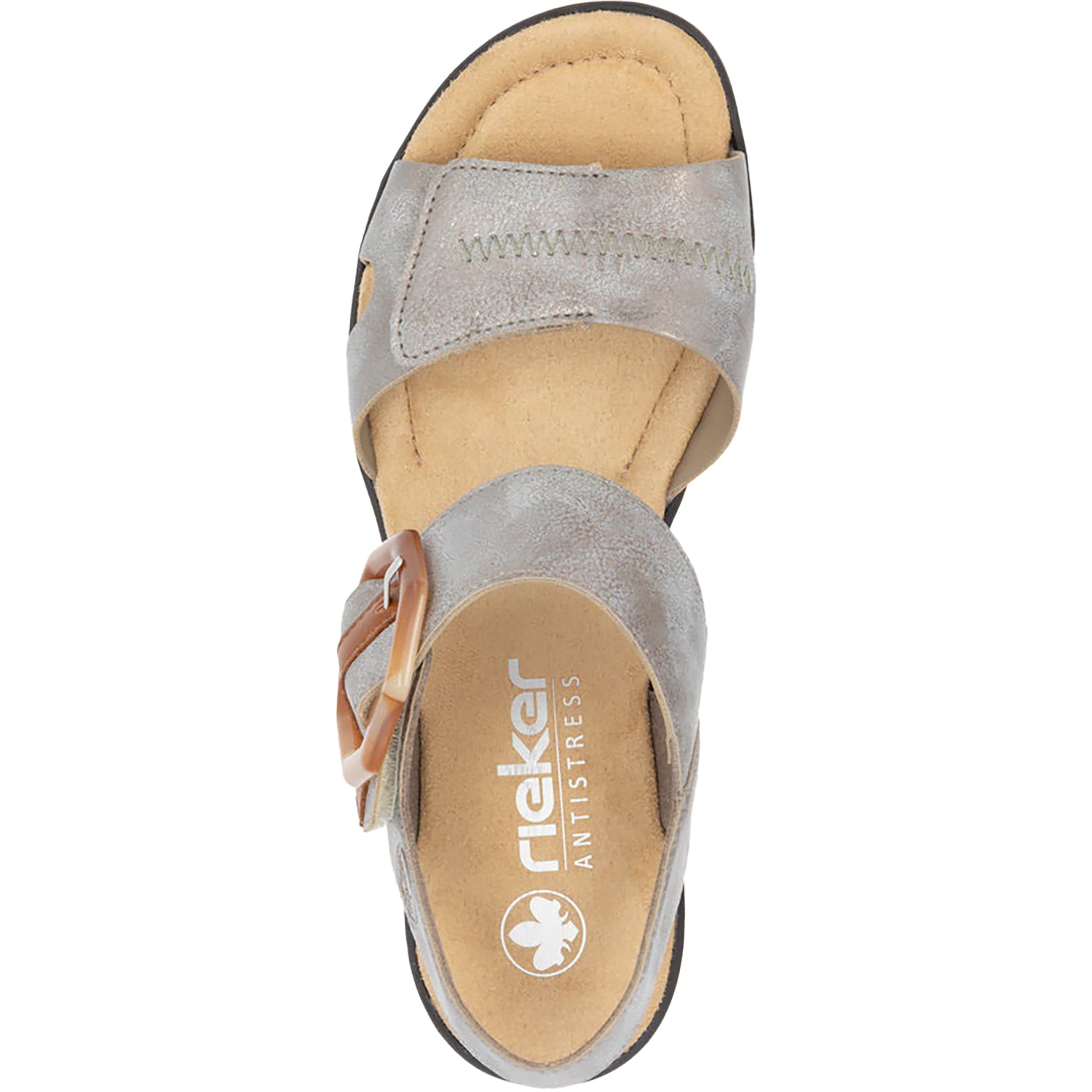 Womens Rieker Rieker 68176-40 Women's Wedge Sandals Grey/Cayenne Synthetic Grey/Cayenne Synthetic