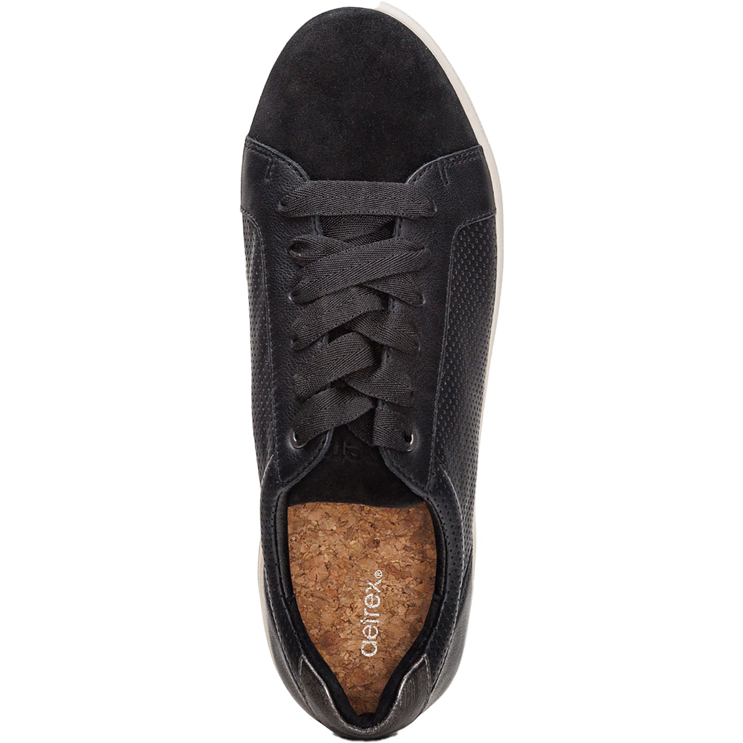 Womens Aetrex Aetrex Courtney Women's Sporty Lace Up Shoes Black Perf Leather/Suede Black Perf Leather/Suede