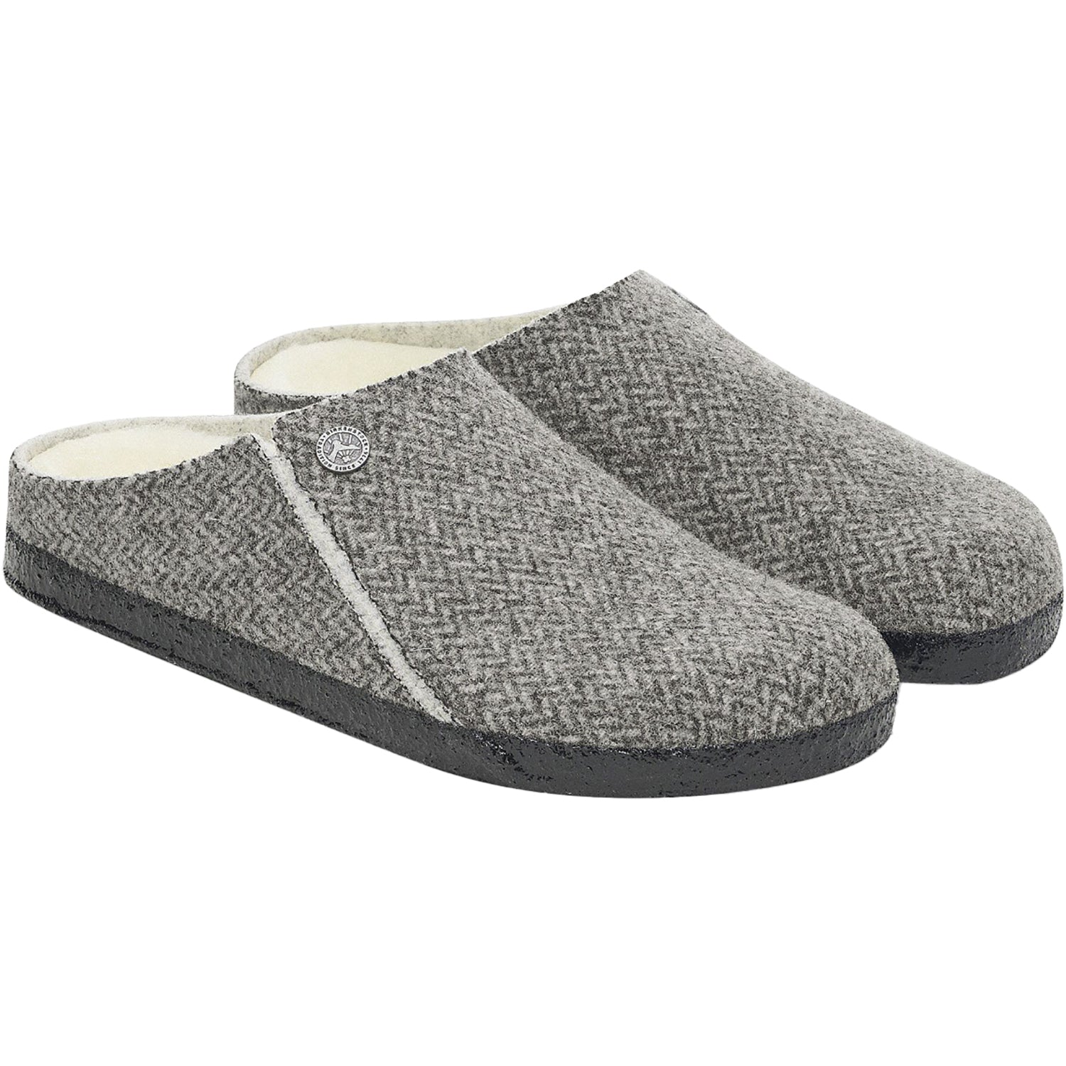 Womens Birkenstock Women's Birkenstock Zermatt Shearling Herringbone Grey Wool Herringbone Grey Wool