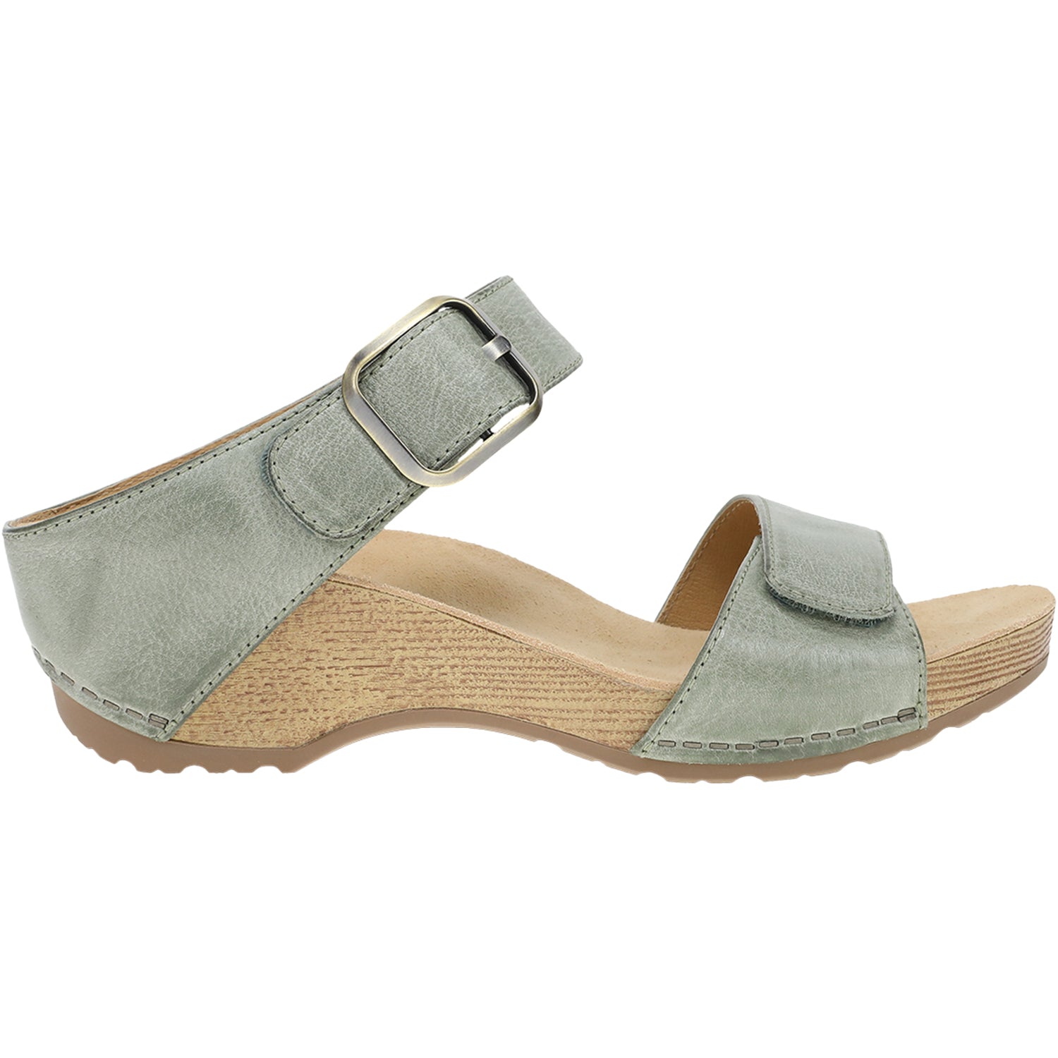 Womens Dansko Dansko Tanya Women's Wedge Heel Slide Sandals Sage Milled Burnished Leather Sage Milled Burnished Leather