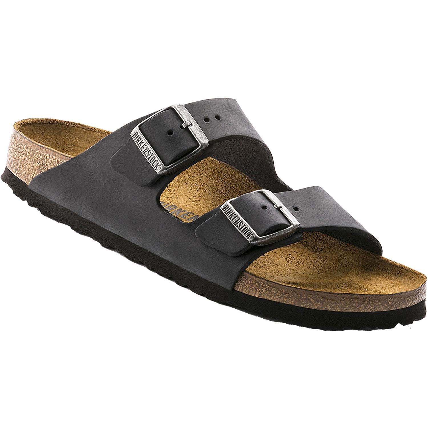 Unisex Birkenstock Birkenstock Arizona Unisex Slide Sandals Black Oiled Leather Black Oiled Leather