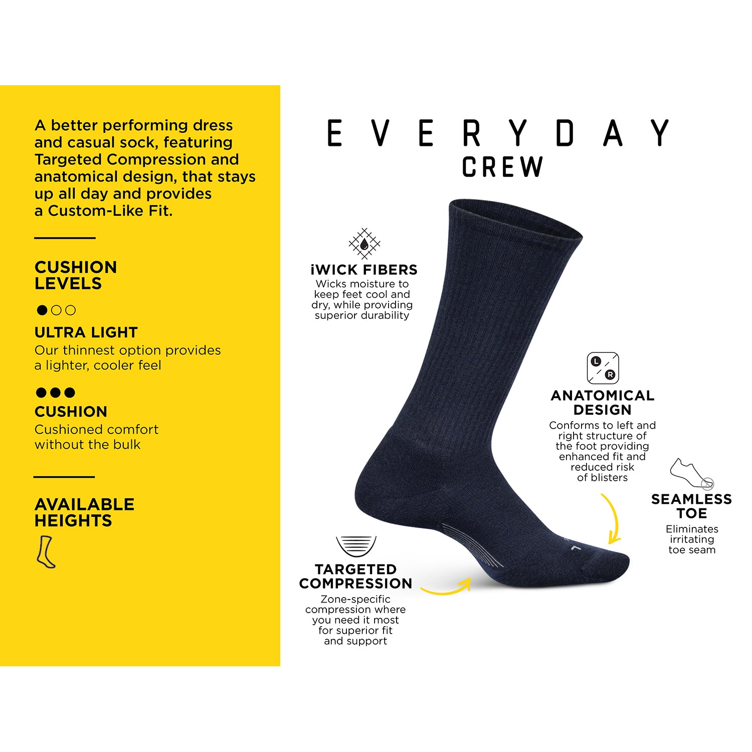 Womens Feetures Feetures Everyday Cushion Crew Socks Women's Socks Jacquard Block Lilac Jacquard Block Lilac