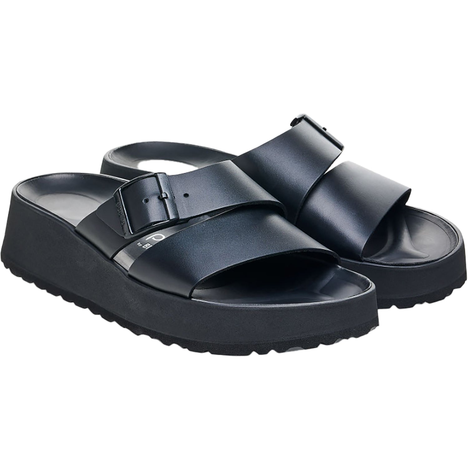 Womens Birkenstock Birkenstock Papillio Almina Women's Wedge Heel Sandals Black Leather Black Leather