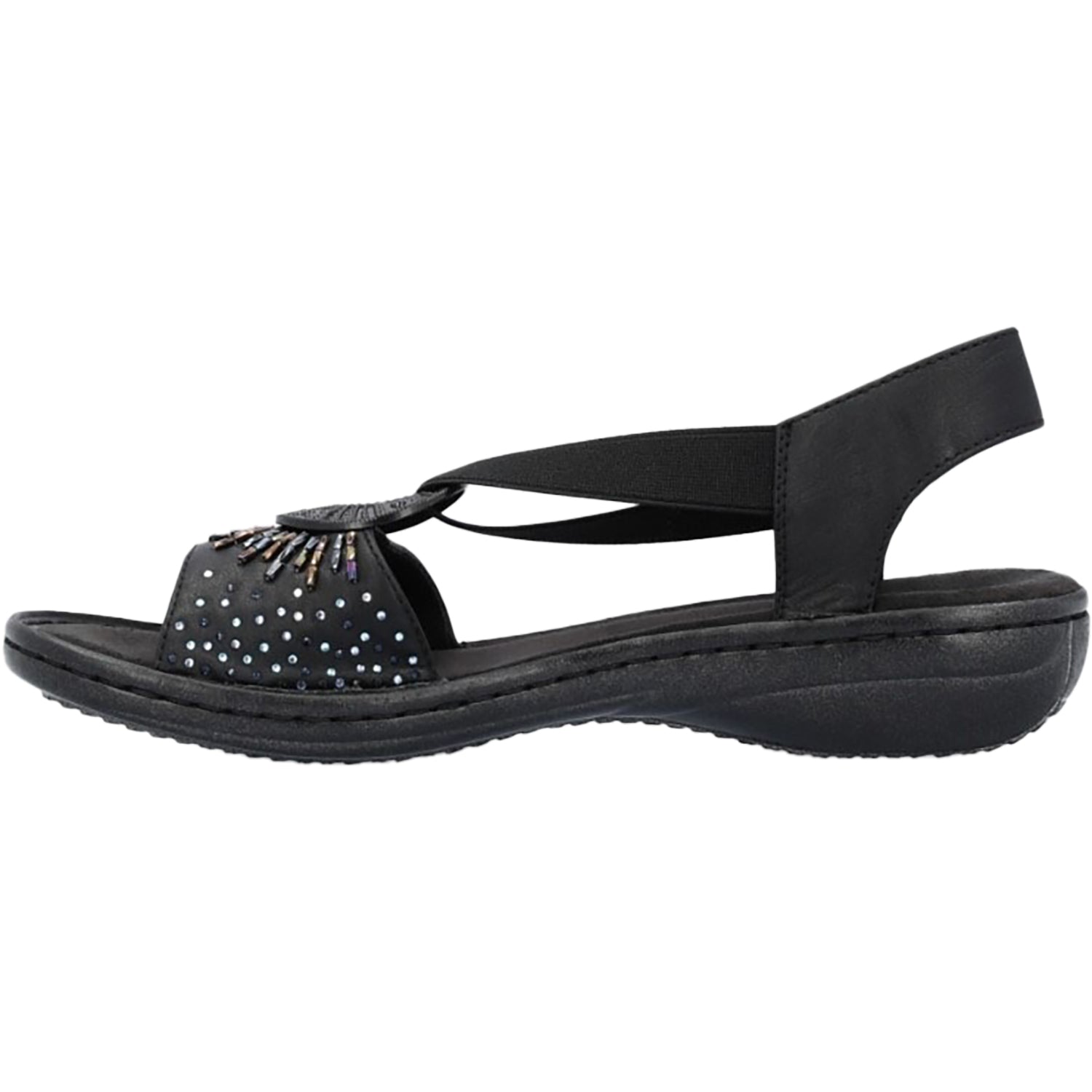 Womens Rieker Rieker 60880-00 With Beads Women's Sandals Black W Beads Synthetic Black W Beads Synthetic