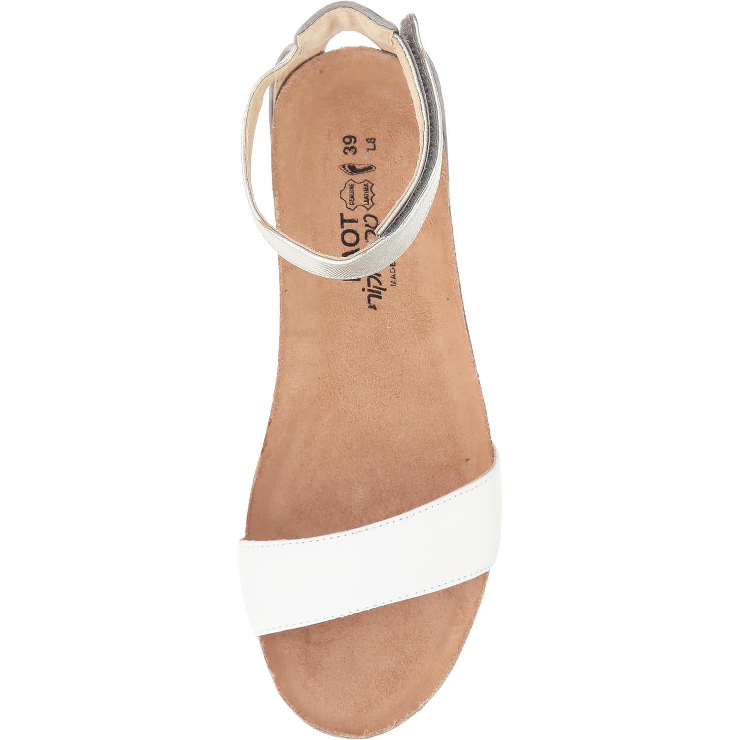 Womens Naot Naot Pixie Women's Ankle Strap Sandals White/Slate/Silver Leather White/Slate/Silver Leather