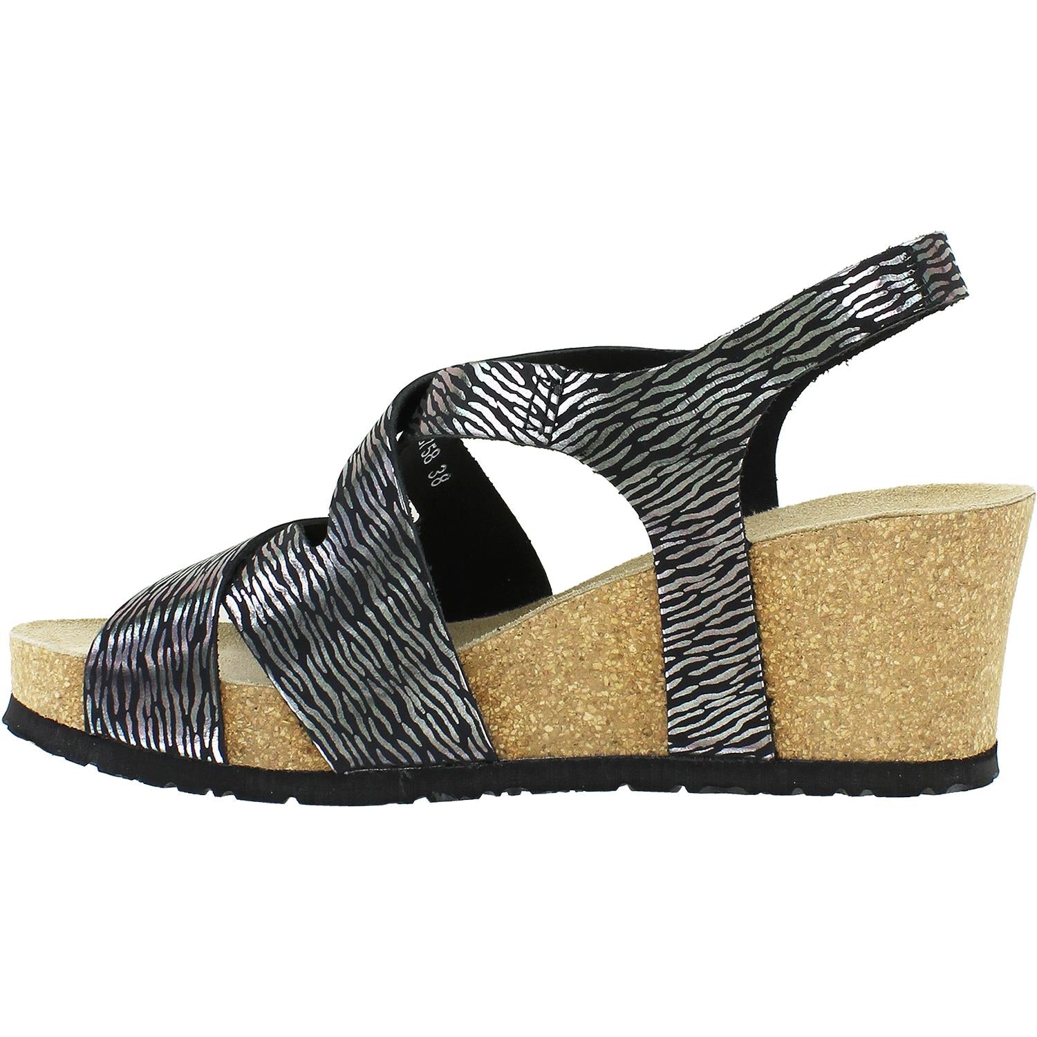 Womens Mephisto Mephisto Lyla Women's Wedge Heel Sandals Black Zebra Leather Black Zebra Leather