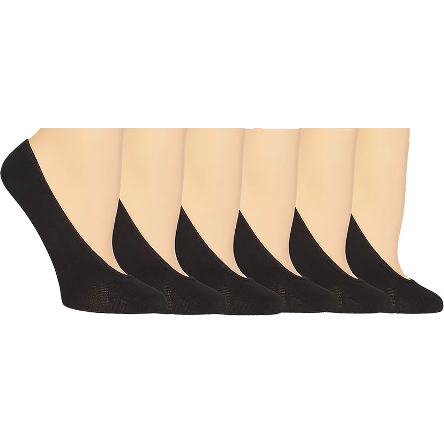 Womens Hot sox Hot Sox Footliner 6 Pair Pack Women's Black Black