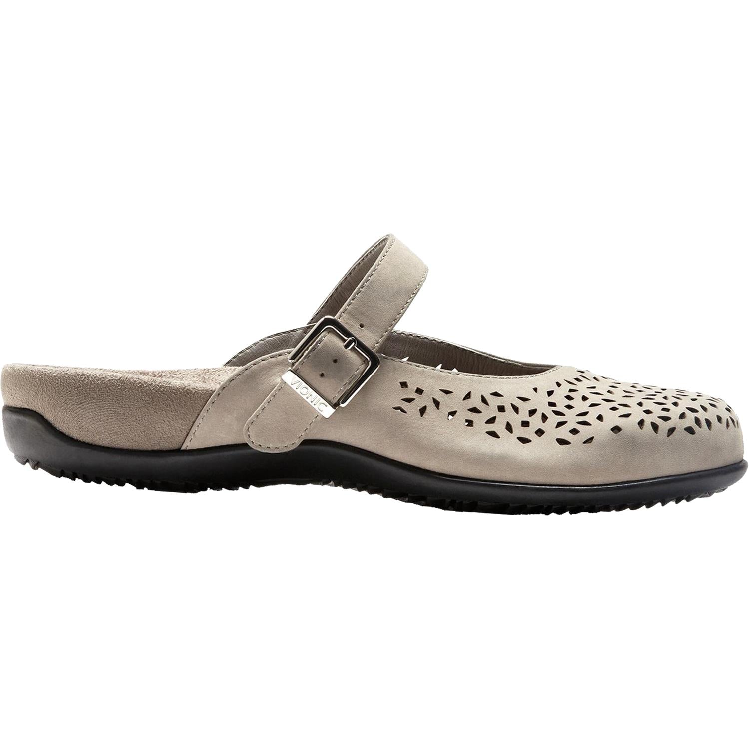 Womens Vionic Vionic Lidia Women's Slip On Mules Grey Leather Grey Leather