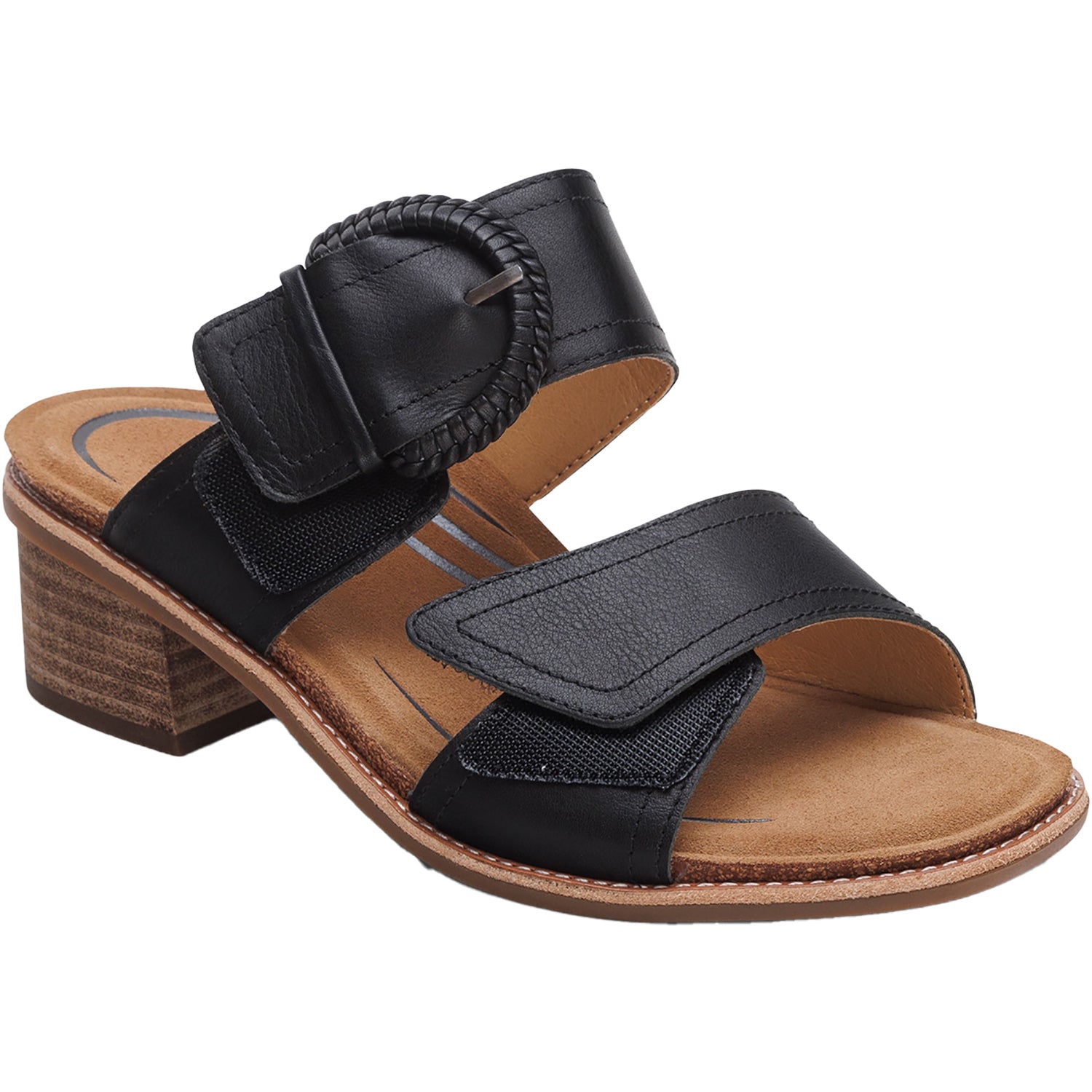 Womens Aetrex Aetrex Tatiana Women's Slide Sandals Black Leather Black Leather