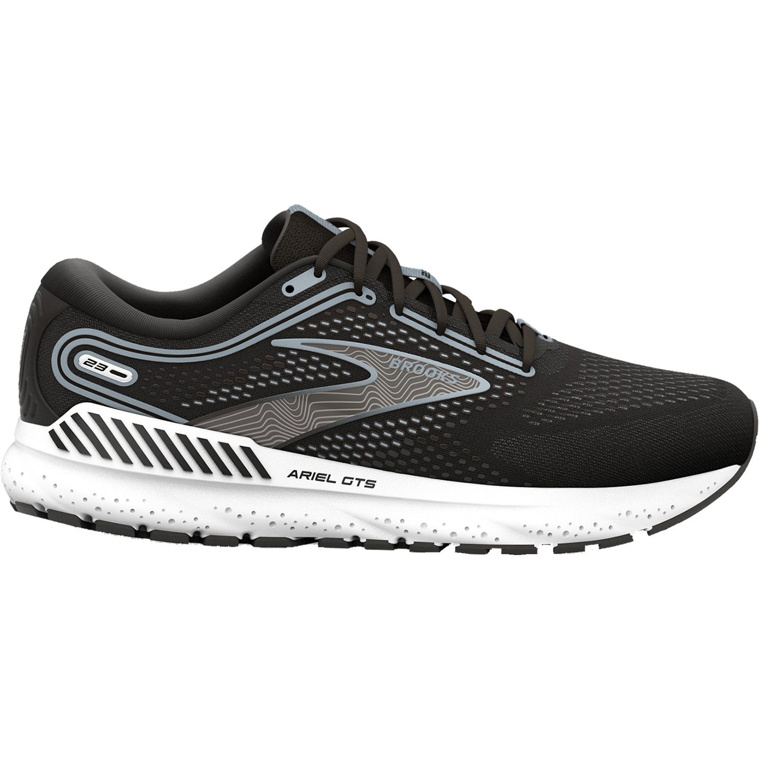 Womens Brooks Brooks Ariel GTS 23 (Stability Support) Women's Road Running Shoes Black/Grey/White Mesh Black/Grey/White Mesh