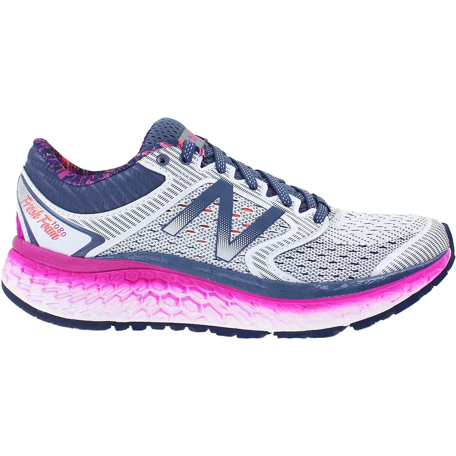 Womens New balance Women's New Balance W1080WO7 Fresh Foam Running Shoes Arctic Fox/Poisonberry/Vivid Tangerine Mesh Arctic Fox/Poisonberry/Vivid Tangerine Mesh