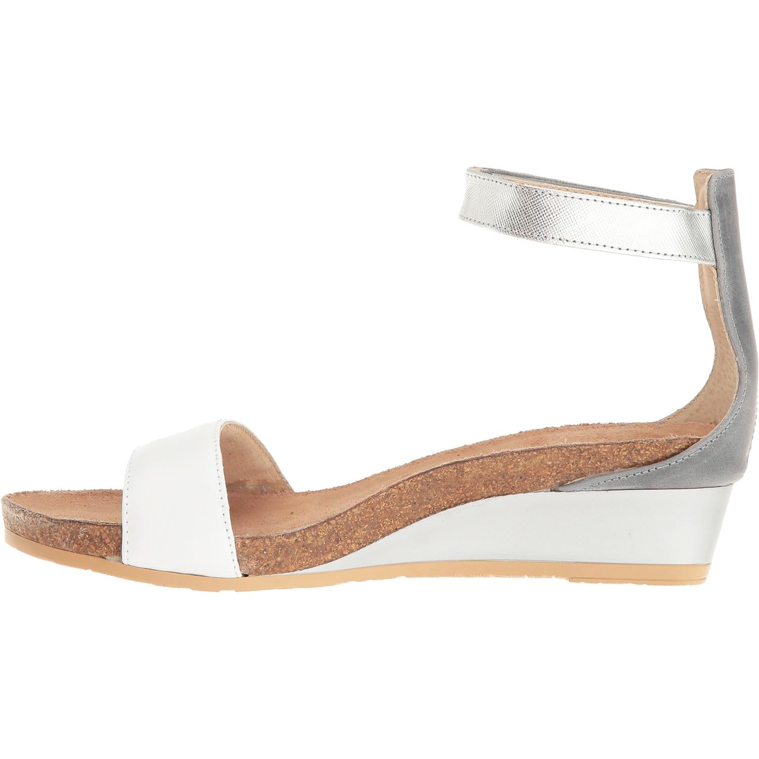 Womens Naot Naot Pixie Women's Ankle Strap Sandals White/Slate/Silver Leather White/Slate/Silver Leather