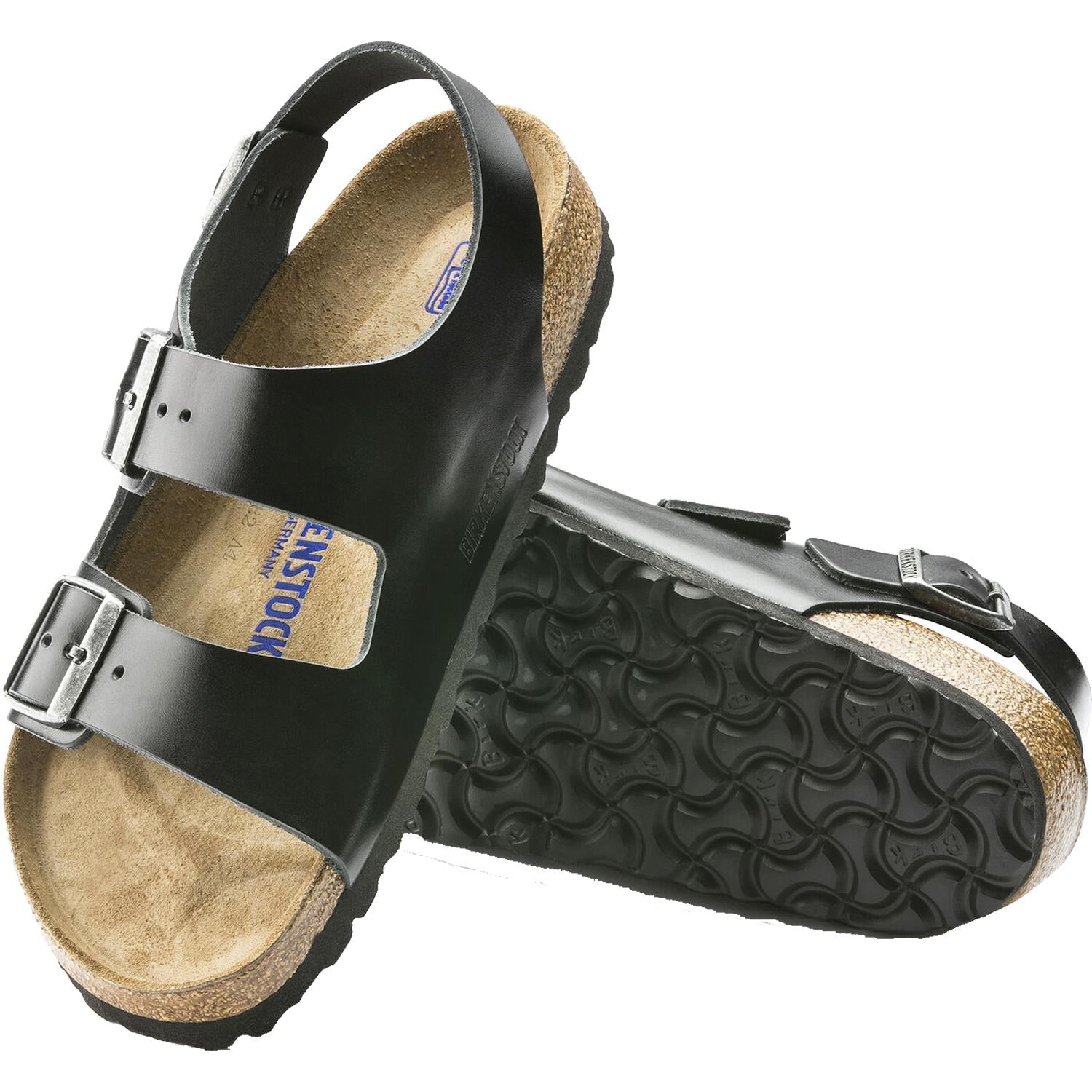 Unisex Birkenstock Birkenstock Milano Soft Footbed Unisex Sandals Black Amalfi Leather Black Amalfi Leather