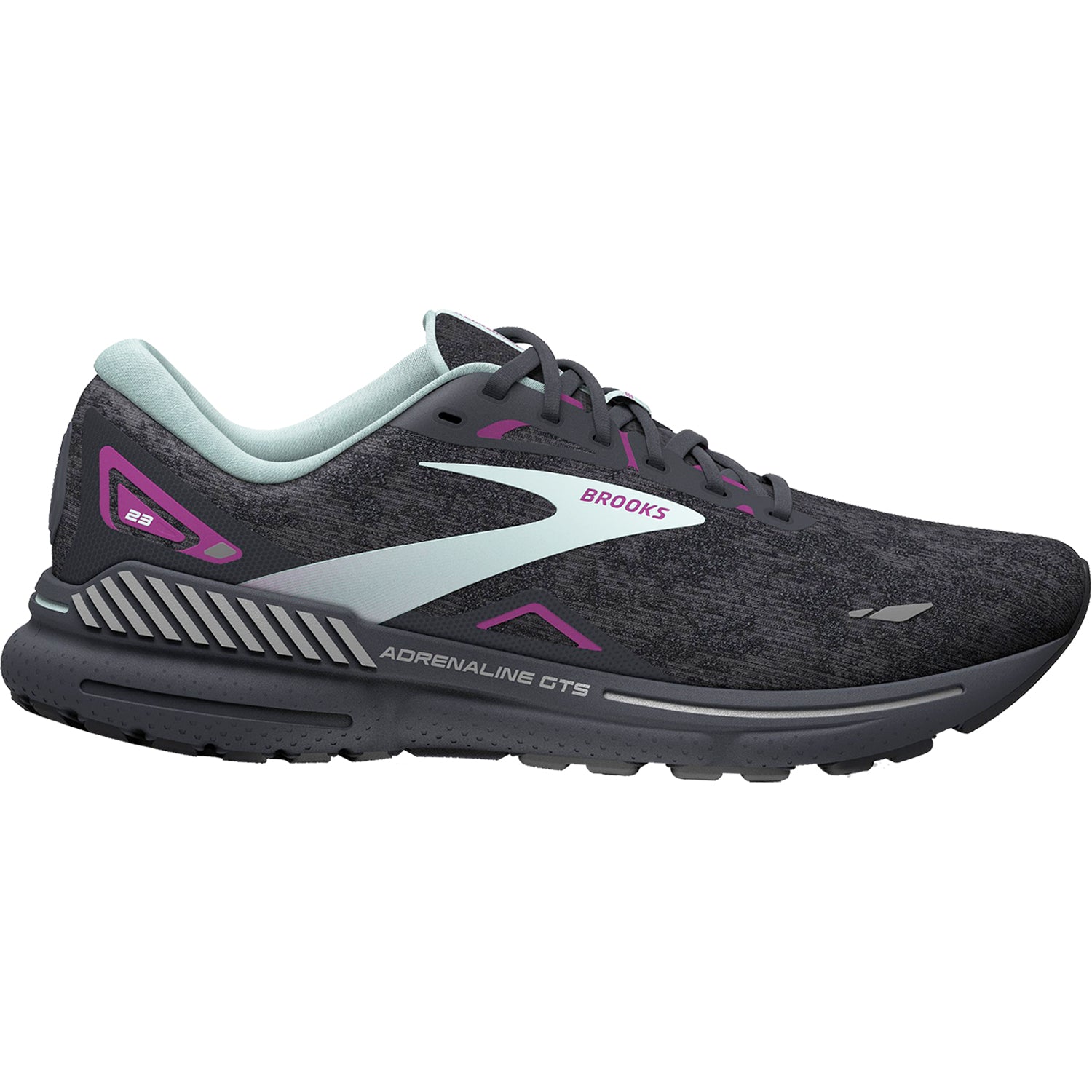 Womens Brooks Women's Brooks Adrenaline GTS 23 Stability Black/Light Blue/Purple Mesh (Stability Support) Black/Light Blue/Purple