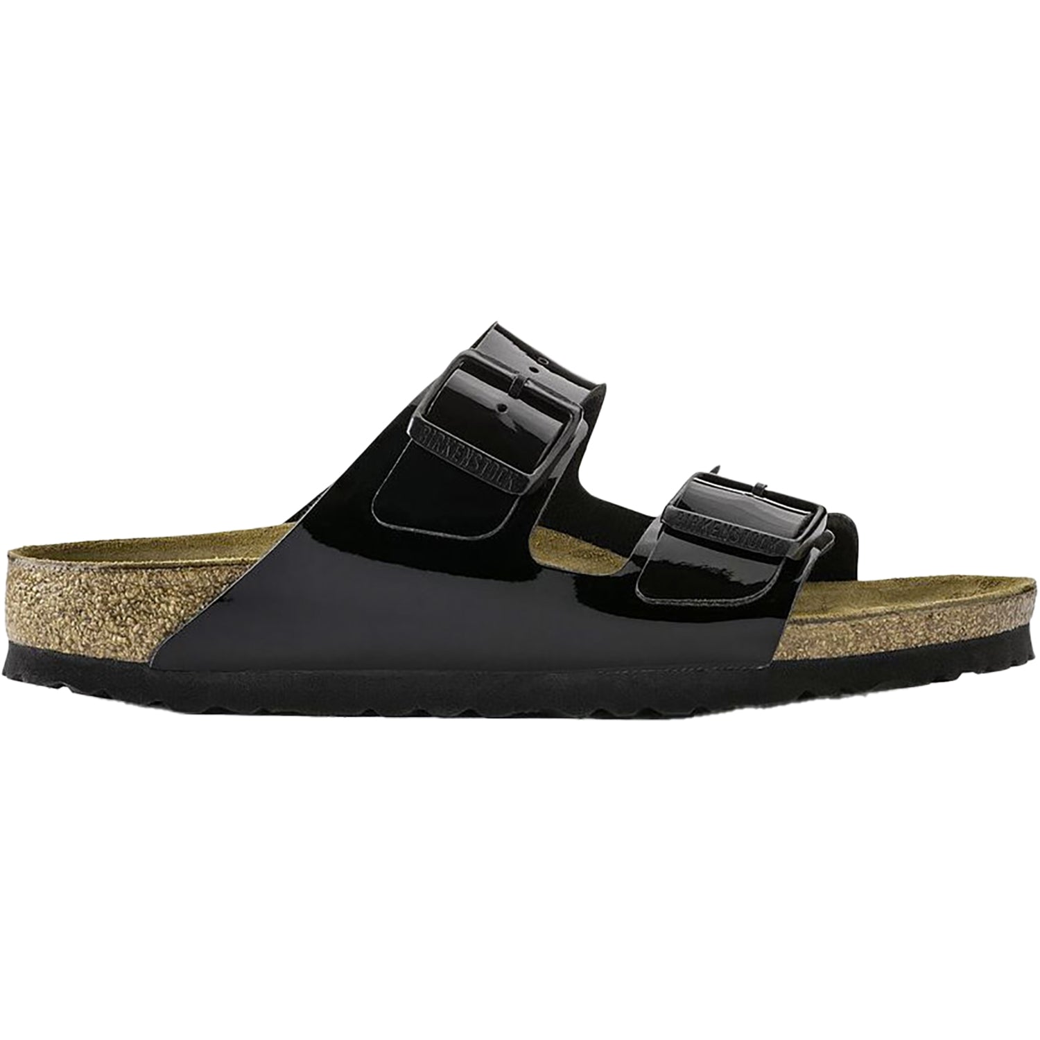 Womens Birkenstock Women's Birkenstock Arizona Black Patent Birko-Flor Black Patent Birko-Flor