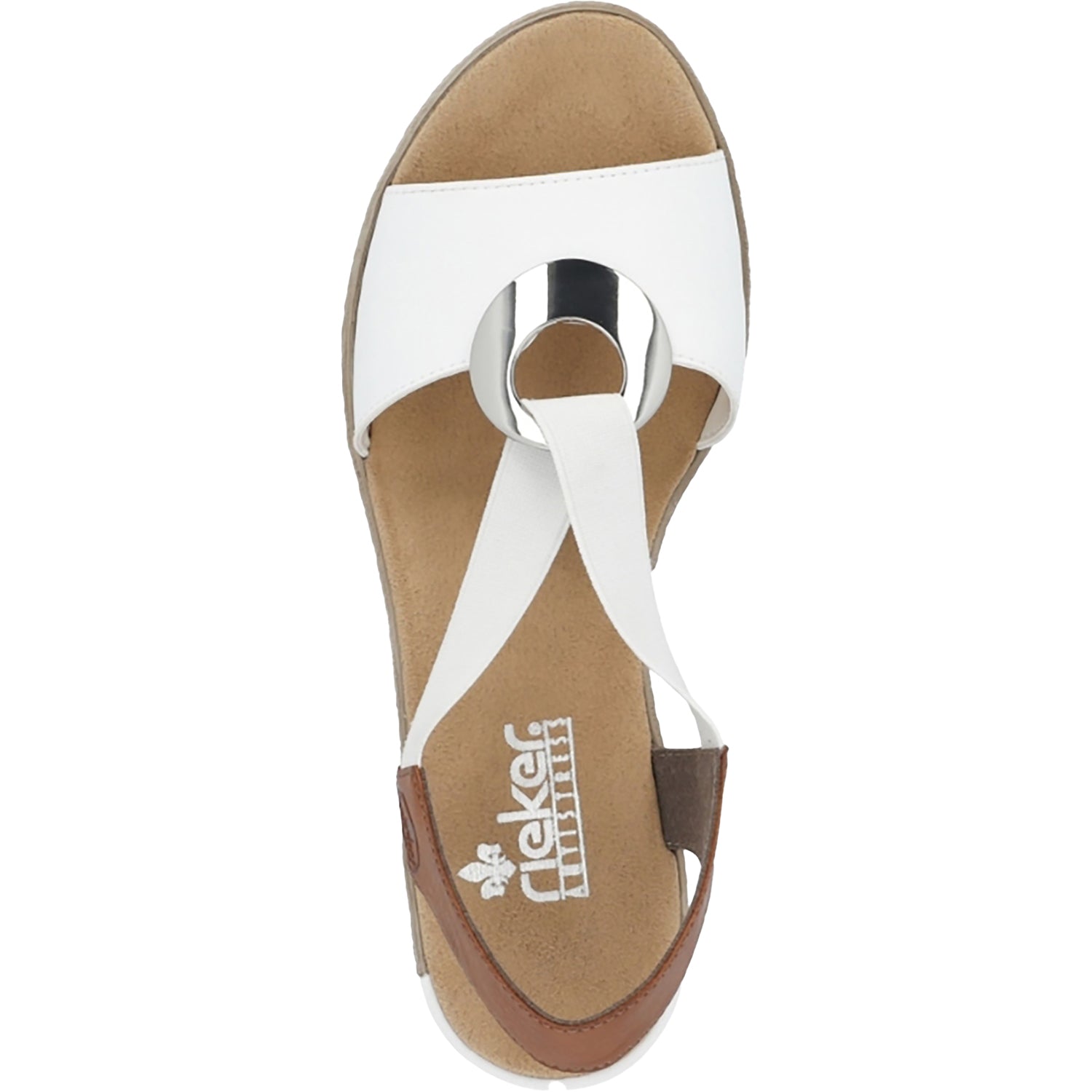 Womens Rieker Rieker 624H6-81 Fanni Women's Wedge Sandals Weiss/Cayenne Alabama/Eagle Synthetic Weiss/Cayenne Alabama/Eagle Synthetic