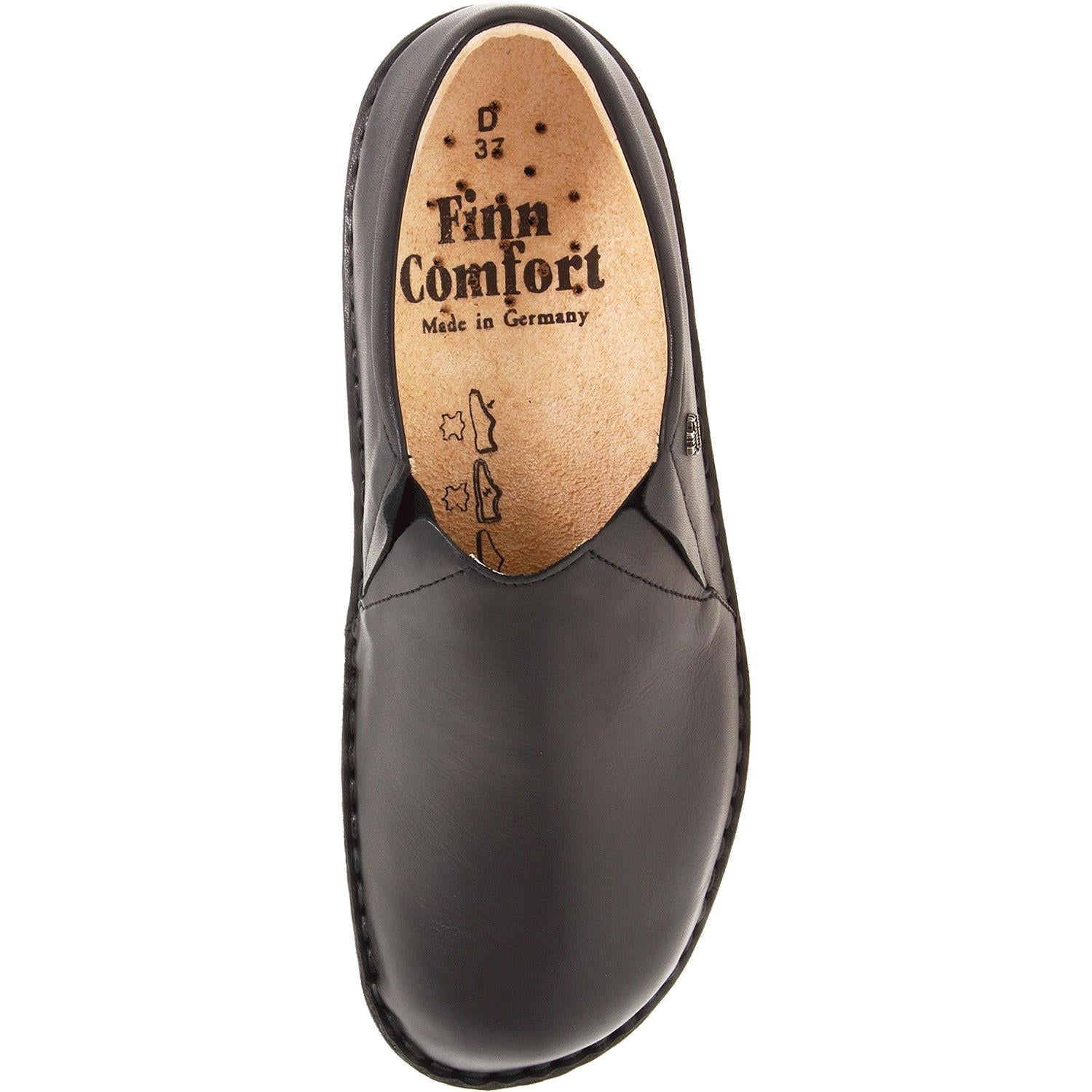 Womens Finn comfort Finn Comfort Newport Women's Slip On Shoes Black Nappa Leather Black Nappa Leather