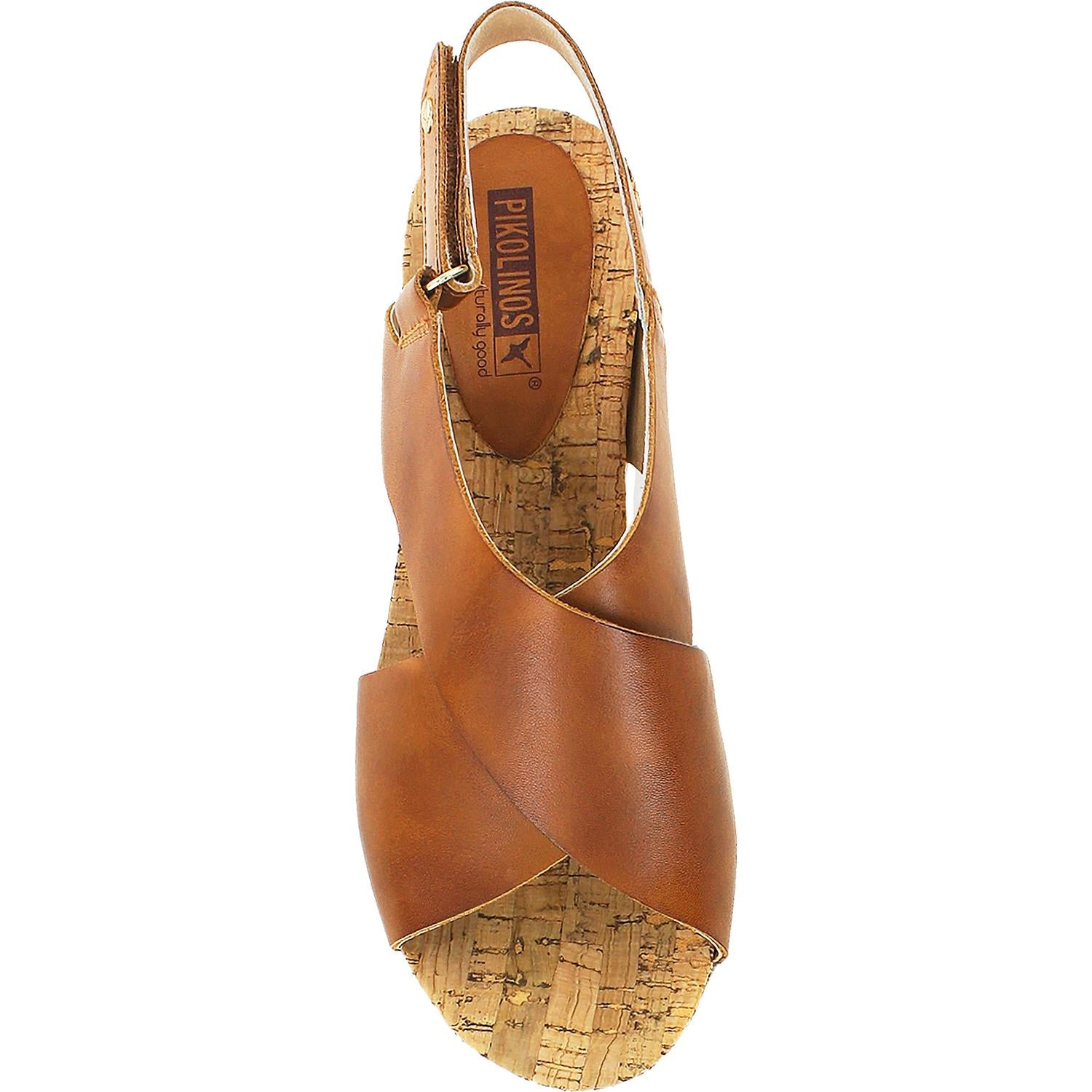 Womens Pikolinos Pikolinos Mykonos W1G-0757 Women's Wedge Heel Sandals Brandy Leather Brandy Leather