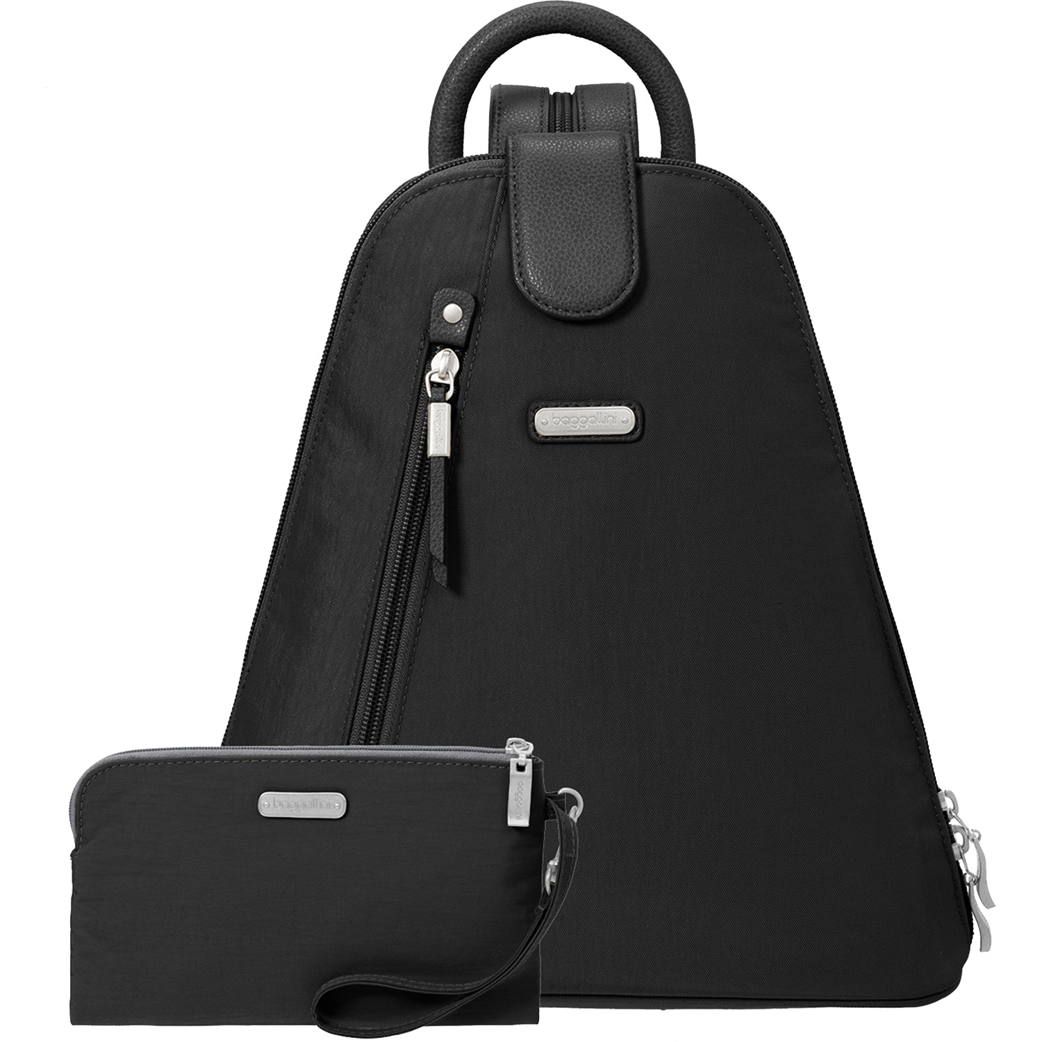 Womens Baggallini Baggallini Metro Backpack With RFID Phone Wristlet Handbag Black Nylon Black Nylon